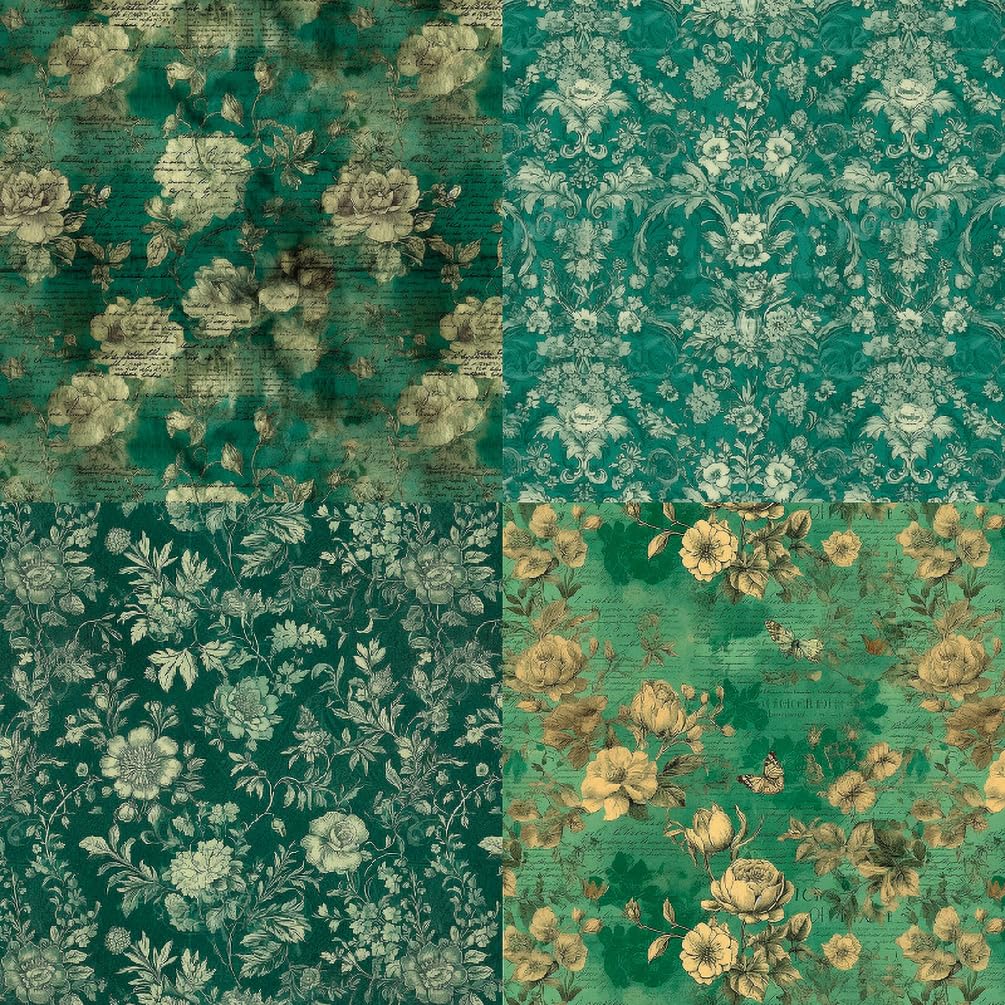 Floral Cardstock Paper 6x6 Inch - 24 Sheets Single-Sided Scrapbook Paper Pad with Flower Patterns for Card Making, DIY Crafts, Photo Albums, Journals & Decorative Backgrounds - Green