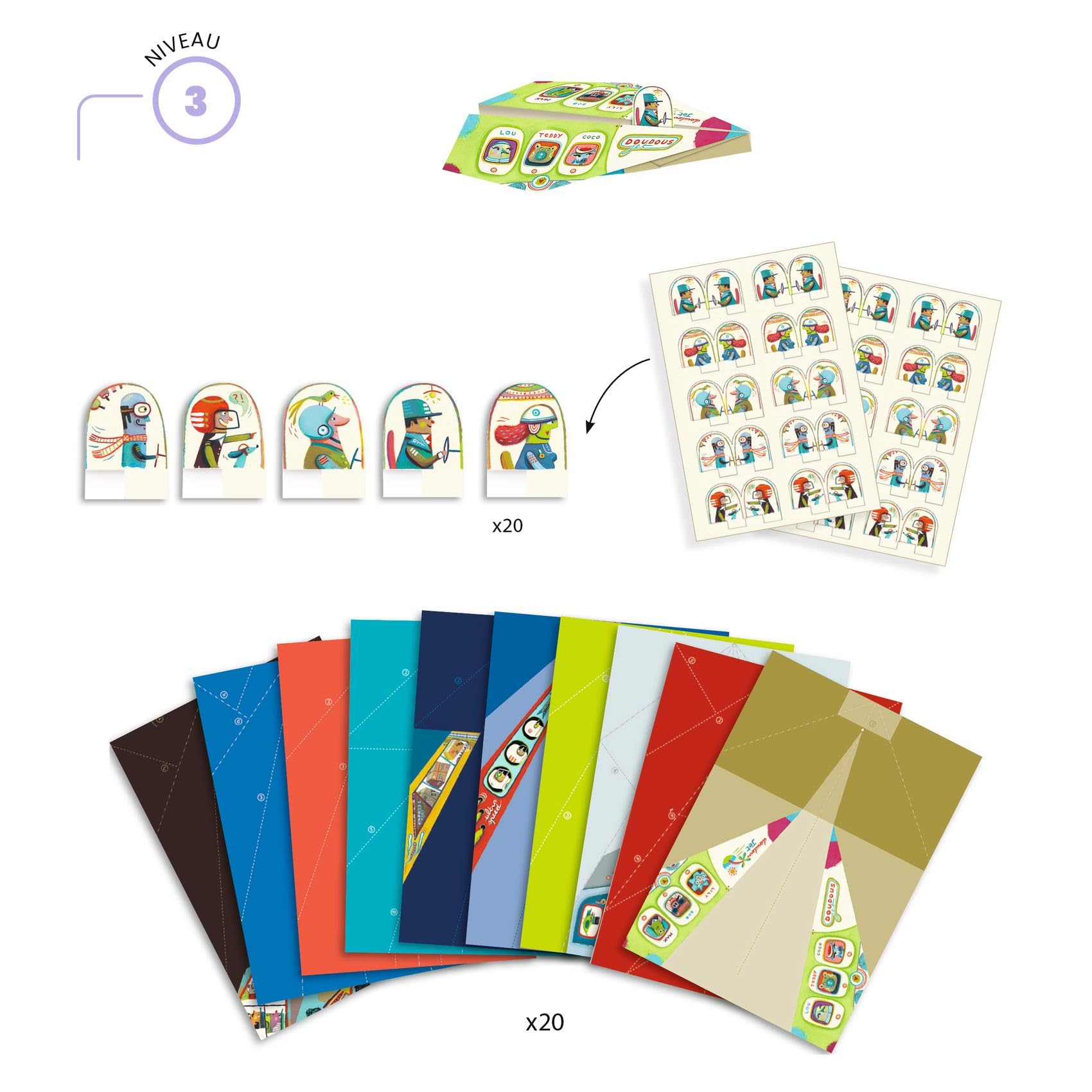 DJECO Planes Origami Paper Craft Kit – Level 3 for Kids & Adults | Creative DIY Airplane Folding Paper Art | Perfect for Classroom, Birthday Party & Family Crafting Activities
