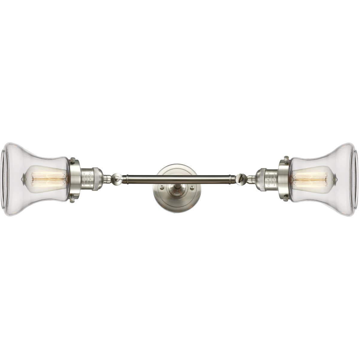 Vintage Dimmable LED Bathroom Light Fixture - 2 Light Brushed Satin Nickel - Energy Efficient Bathroom Vanity Lighting for Modern & Traditional Homes (Model: Innovations 208-SN-G192-LED) | Perfect for Master Bath, Powder Room & Spa-Like Retreats