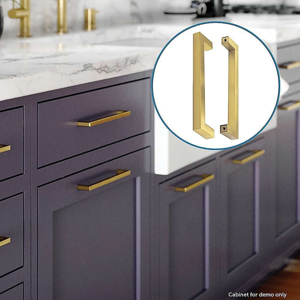 15 Pack Brushed Brass Drawer Pulls - Gold Finish Kitchen Cabinet Handles (256mm) - Modern Hardware for Cabinets, Dressers & Furniture Upgrade