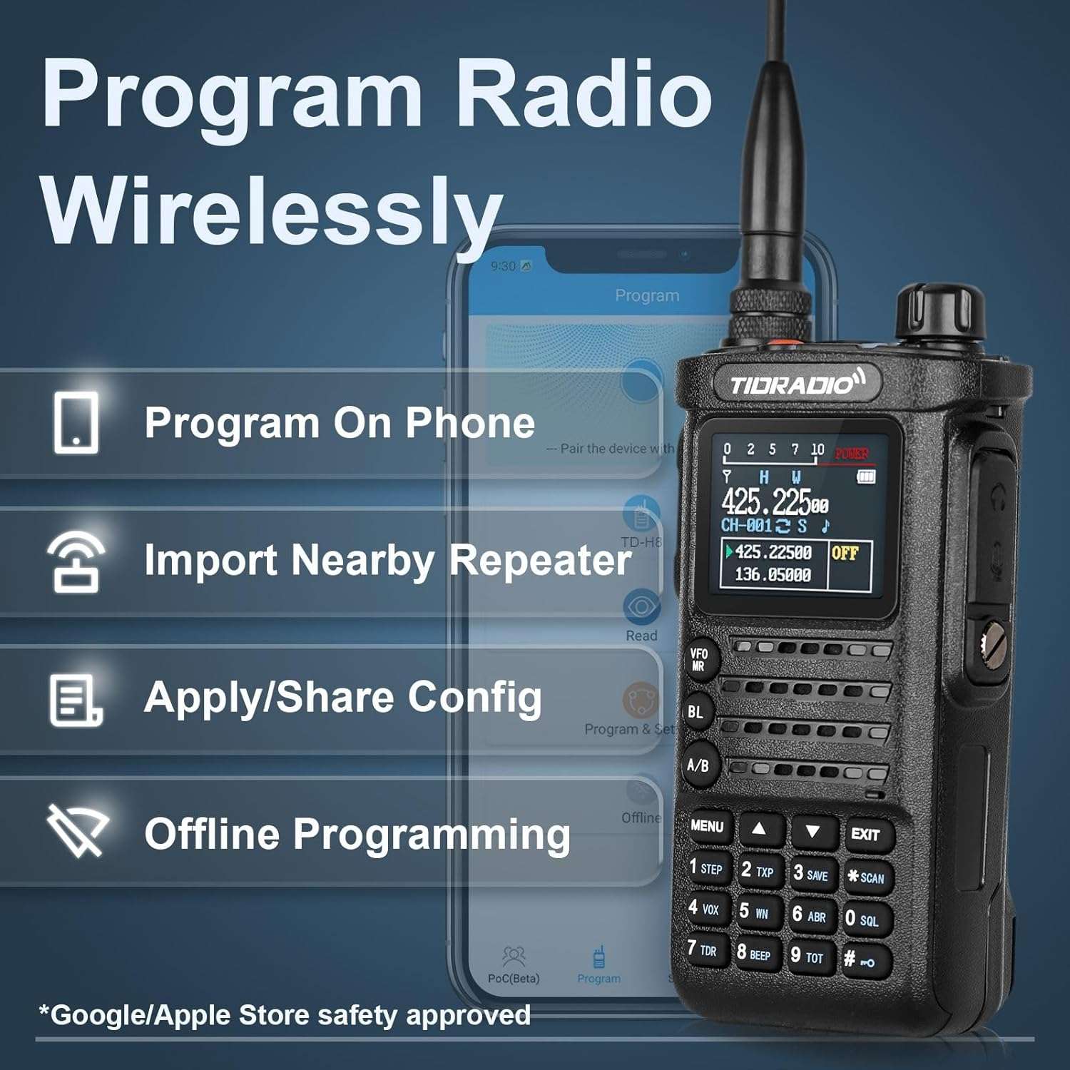2nd Gen TD H8 Two-Way Radio with Spare Battery, Upgraded Microphone & 771 Antenna - Long Range Walkie Talkie for Outdoor Adventures, Construction Sites, and Emergency Communication