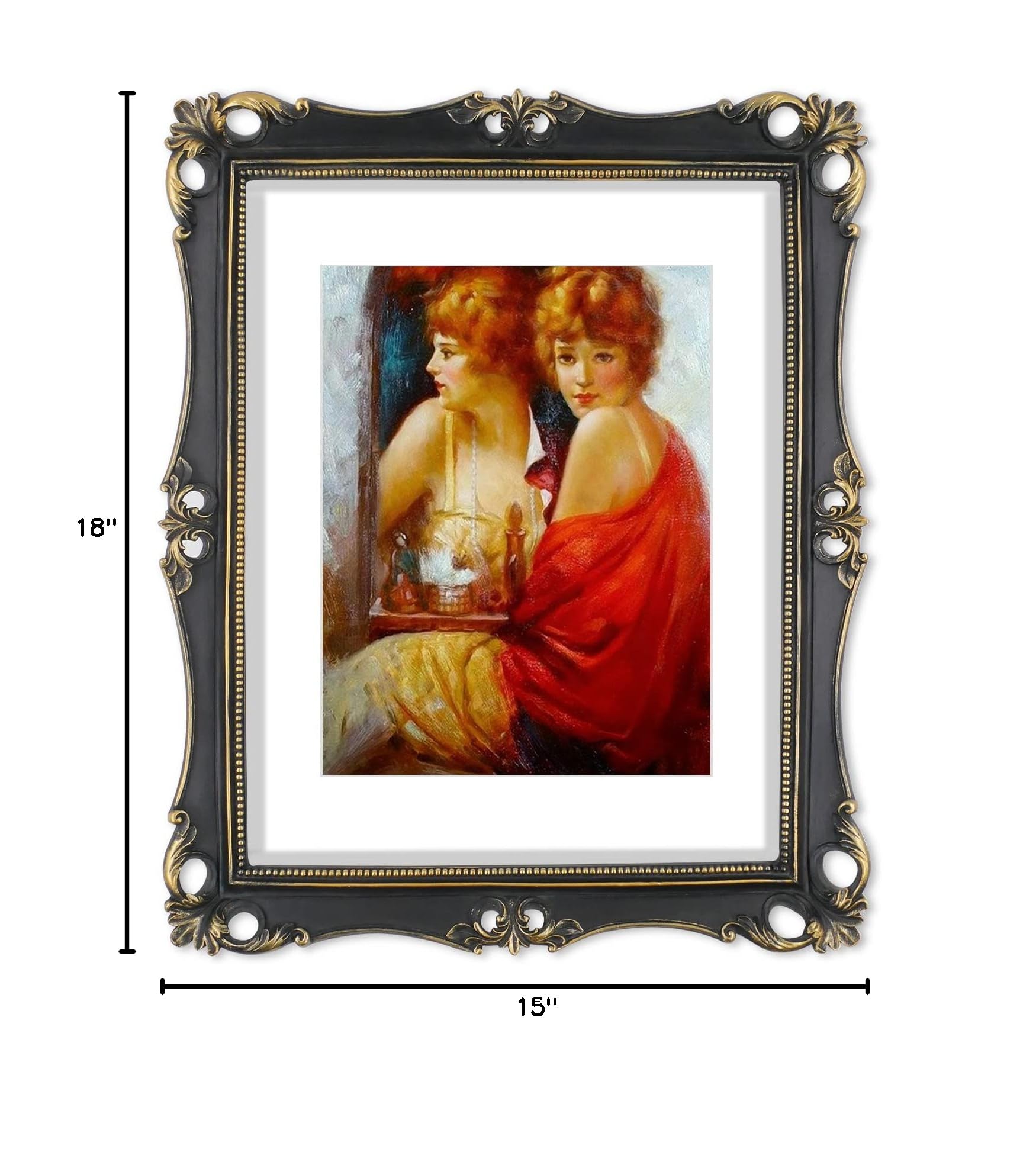 SIMON'S SHOP Antique Vintage 11x14 Picture Frame with Mat - Black & Gold Trim Wall Mount Photo Frame for 8x10 & 11x14 Photos - Perfect for Home Decor, Living Room, Bedroom & Office Display