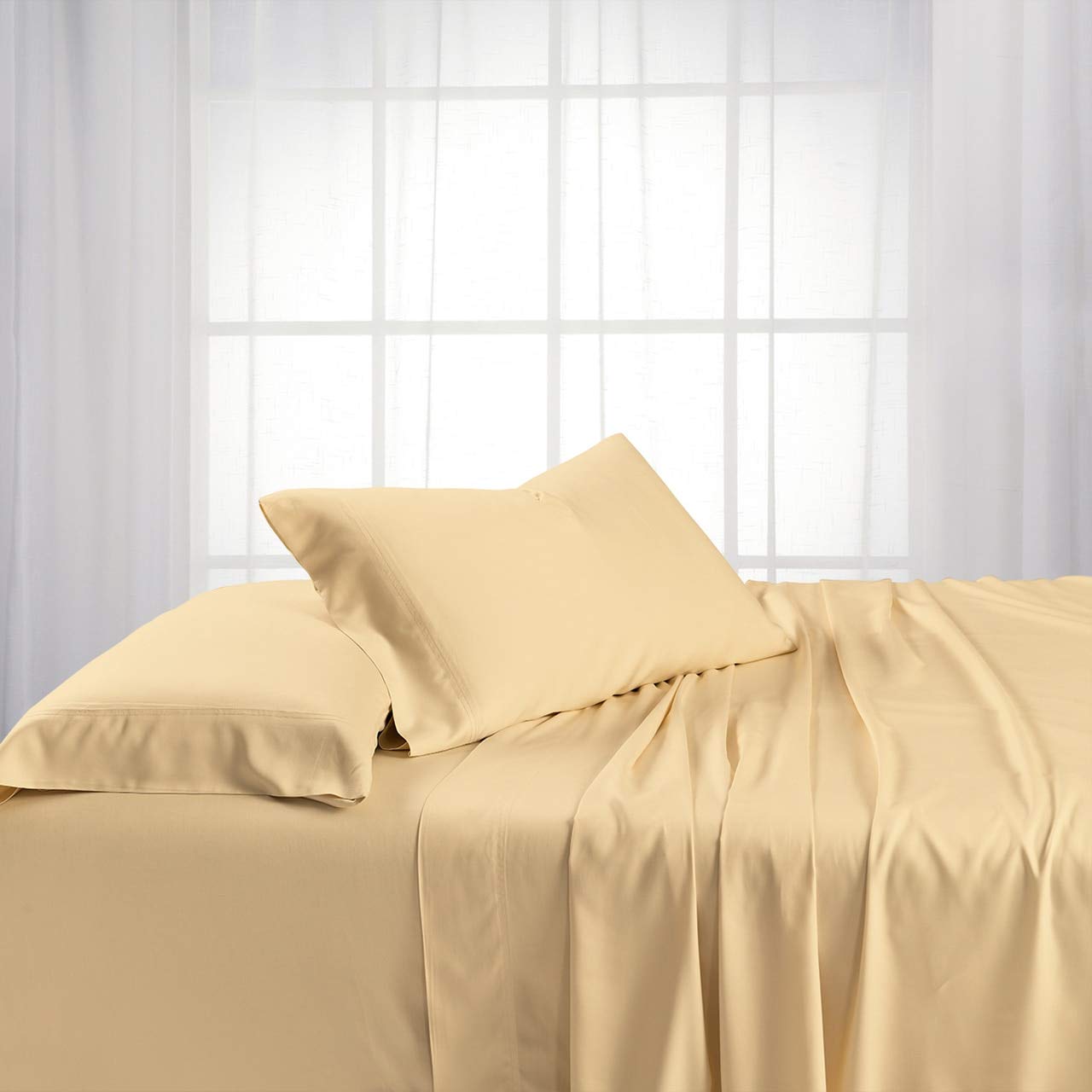 Premium 100% Bamboo Viscose 600 Thread Count King Size Pillowcases - Ultra Soft & Silky, Breathable & Hypoallergenic (Set of 2, Canvas Color) for Luxury Bedding & Better Sleep
