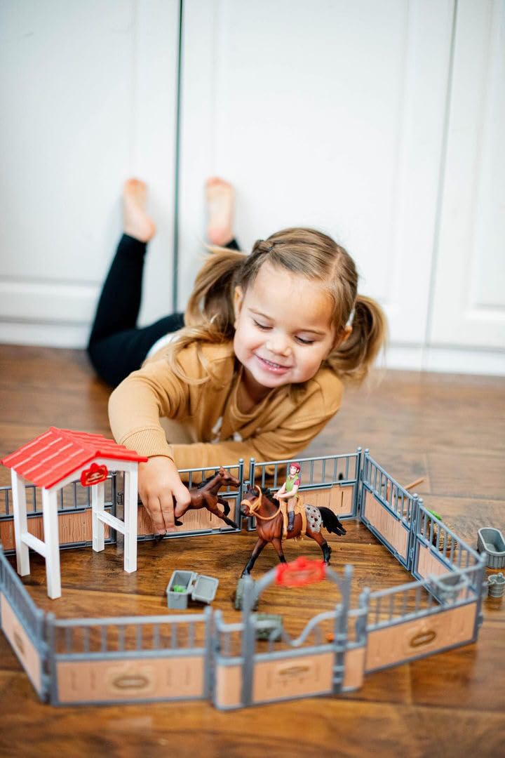 **Premium Horse Stable Playset with Rider & Farm Animals - Wooden Barn Toy Set for Kids Ages 3-10 | Pretend Play, Educational Gift for Boys & Girls | Perfect for Birthday, Farm-Themed Play & Imaginative Learning**