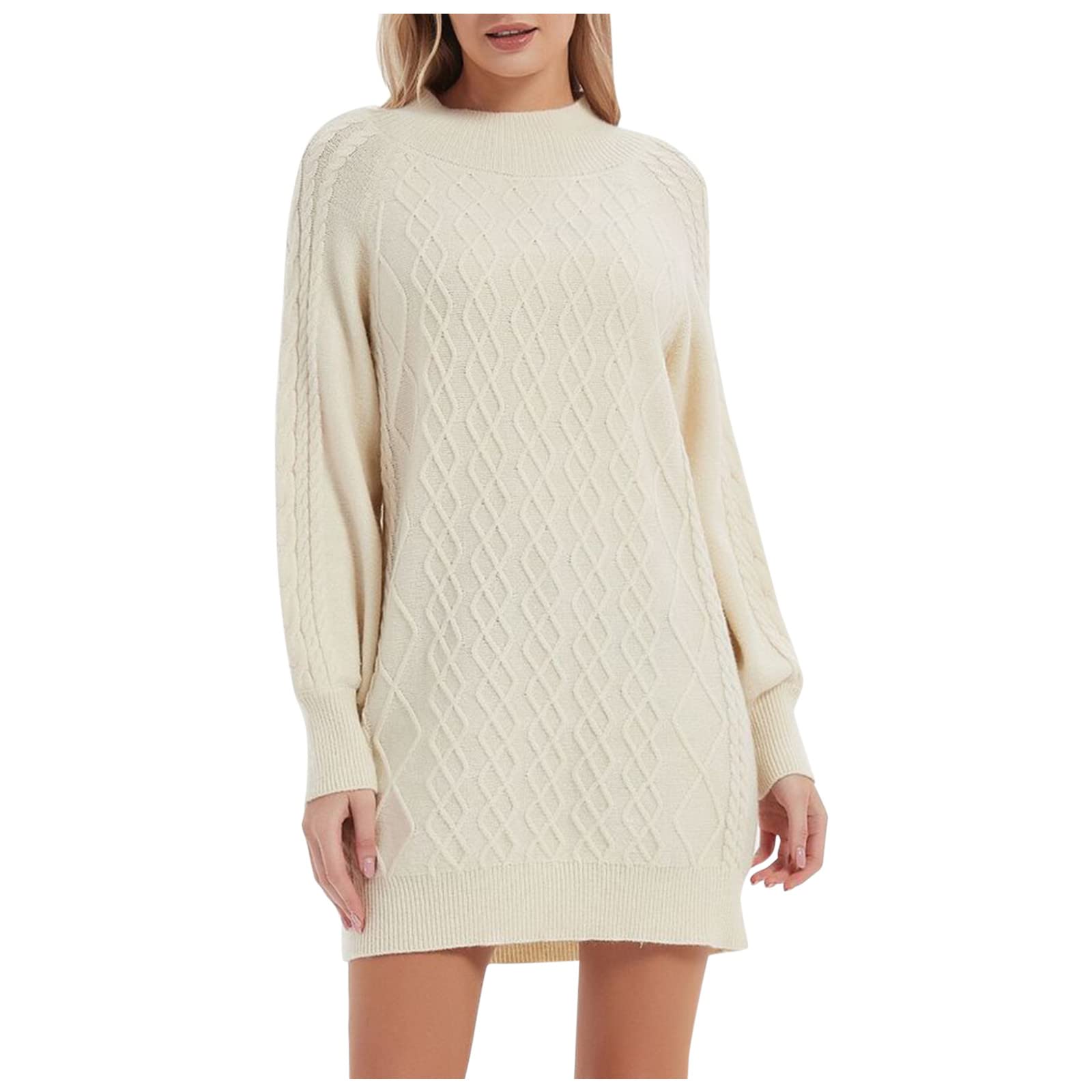 Women's Long Sleeve Turtleneck Mini Sweater Dress - Knit Summer Beach Dress for Women | Casual Outing, Date Night, Vacation Wear