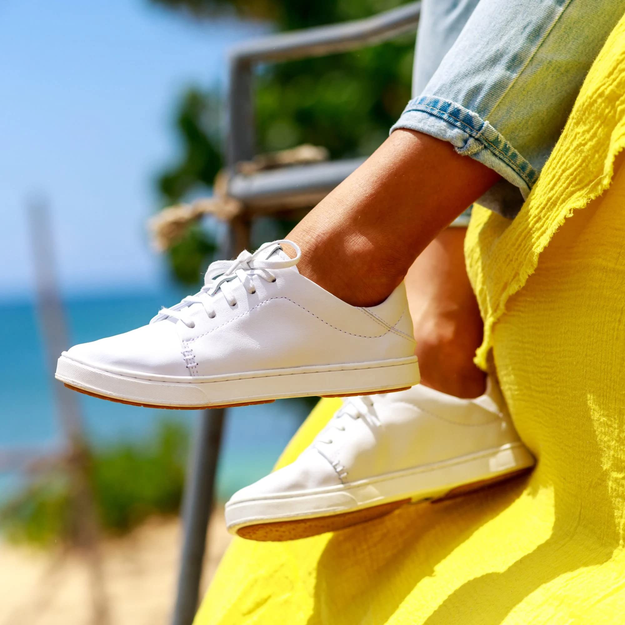OLUKAI Pehuea Li 'ILI Women's Leather Sneakers - Casual Everyday Shoes with Drop-in Heel, Non-Marking Rubber Outsole for All-Day Comfort | Perfect for Walking, Travel & Office Wear