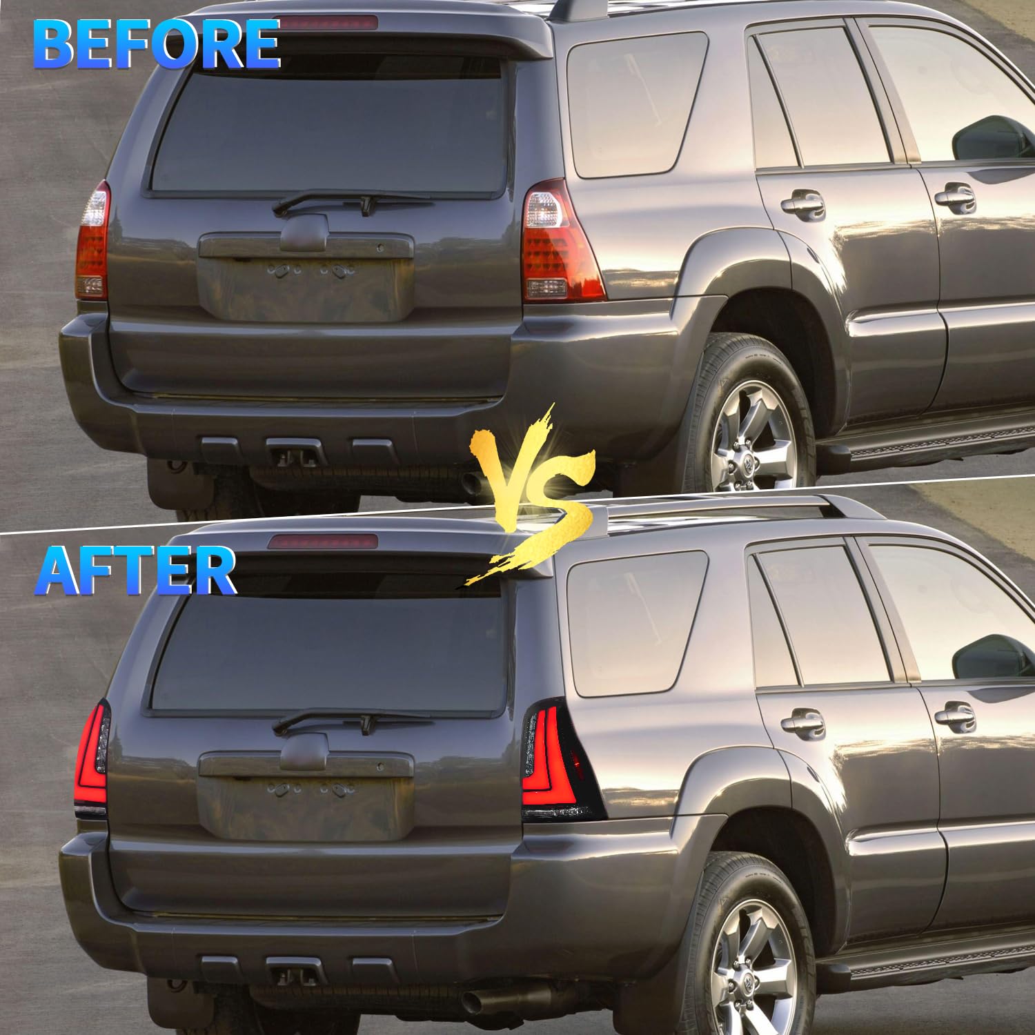 Toyota 4Runner 4th Gen 2003-2009 LED Tail Lights Assembly - Sequential Turn Signal & Start Up Animation - Rear Tail Lamp Replacement for Enhanced Safety & Style - Perfect for Off-Roading & Night Driving