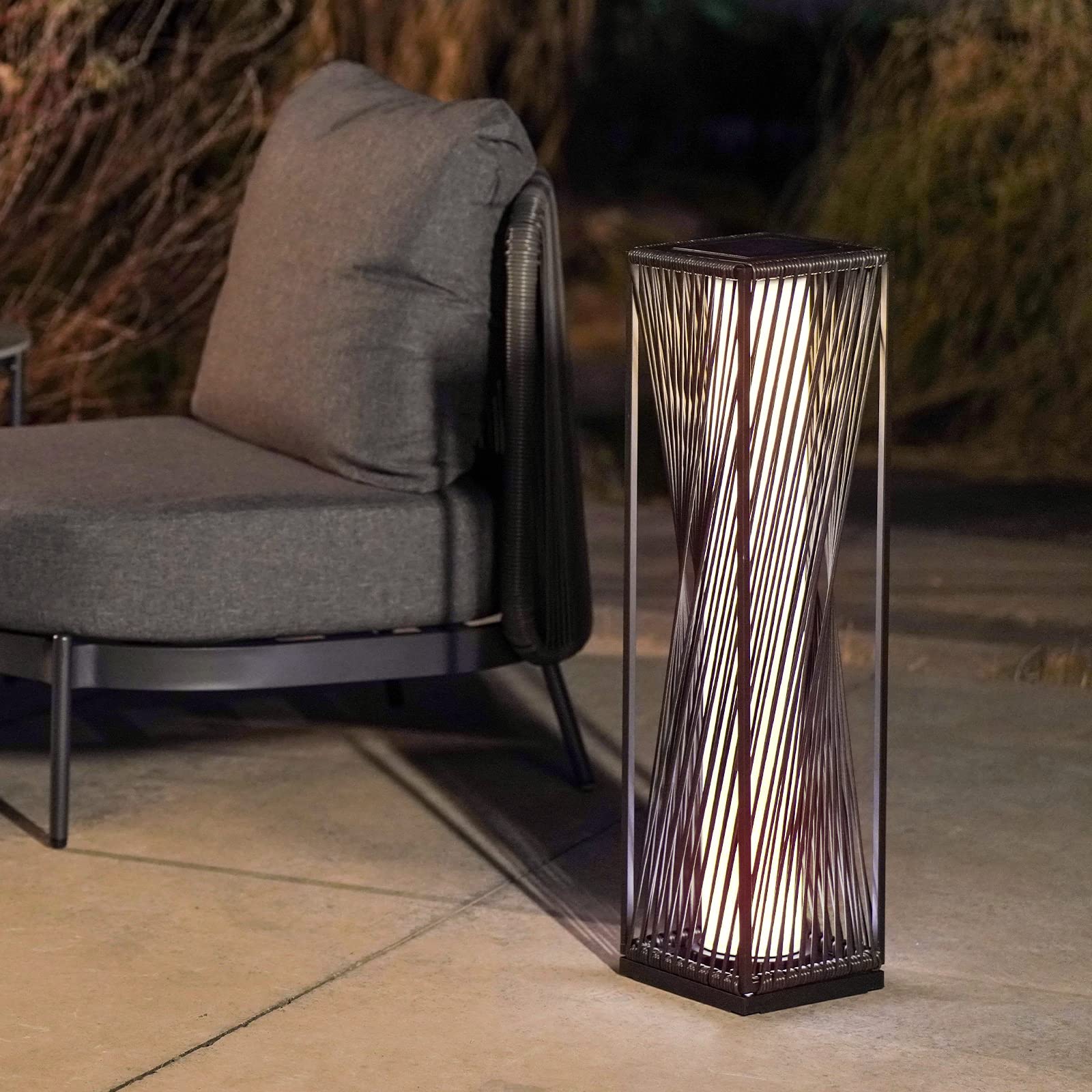 Outdoor Solar Floor Lamp - Waterproof Resin Wicker Solar Light for Yard, Garden, Pathway & Deck - 2 Pack Brown - Perfect for Landscape Lighting, Patio Decor & Evening Gatherings