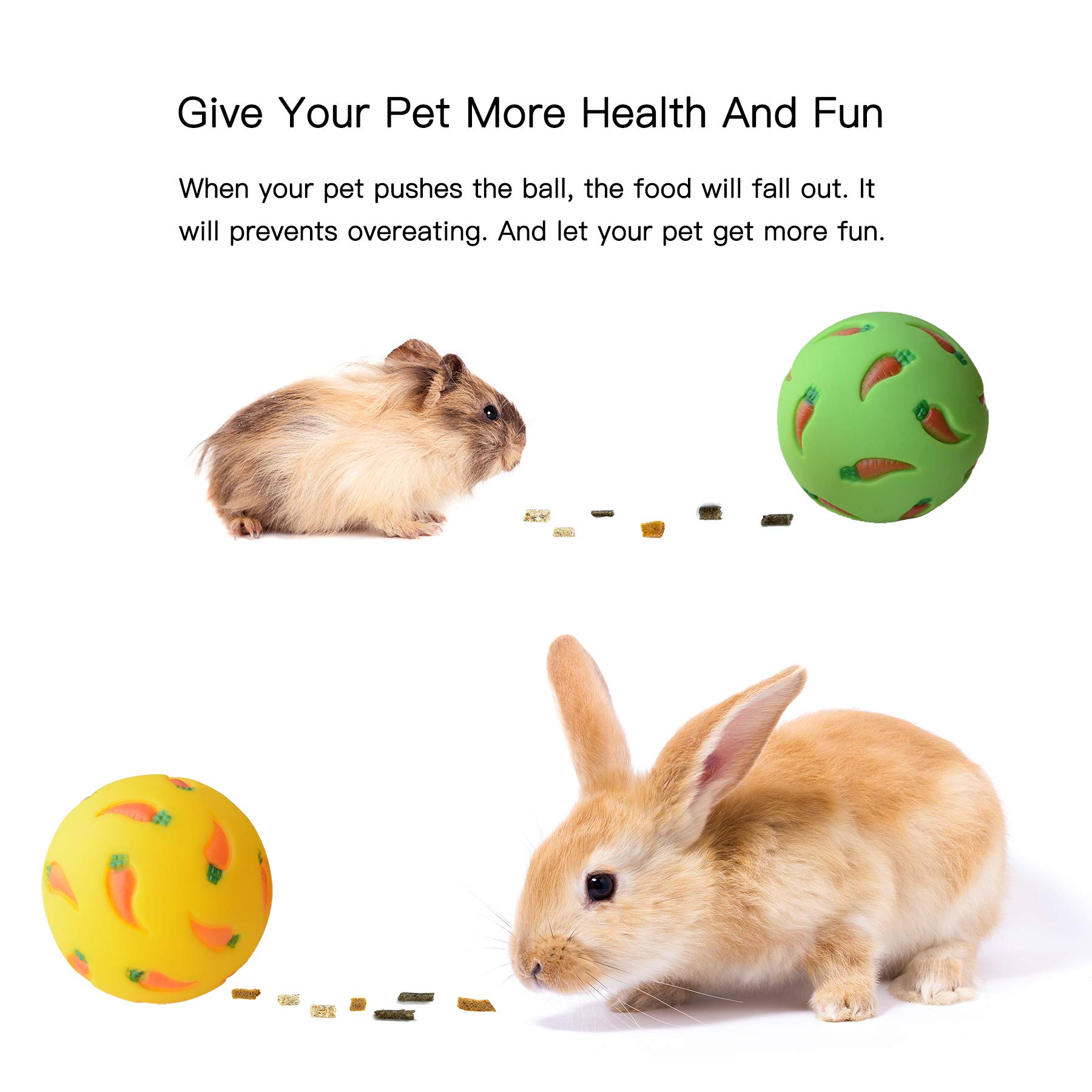 2-in-1 Treat Ball with Brush - Interactive Snack Dispenser Toy for Rabbits, Small Pets & Rats - Promotes Dental Health & Foraging Fun - Perfect for Boredom Relief & Mental Stimulation (Great for Cages, Playtime & Training)
