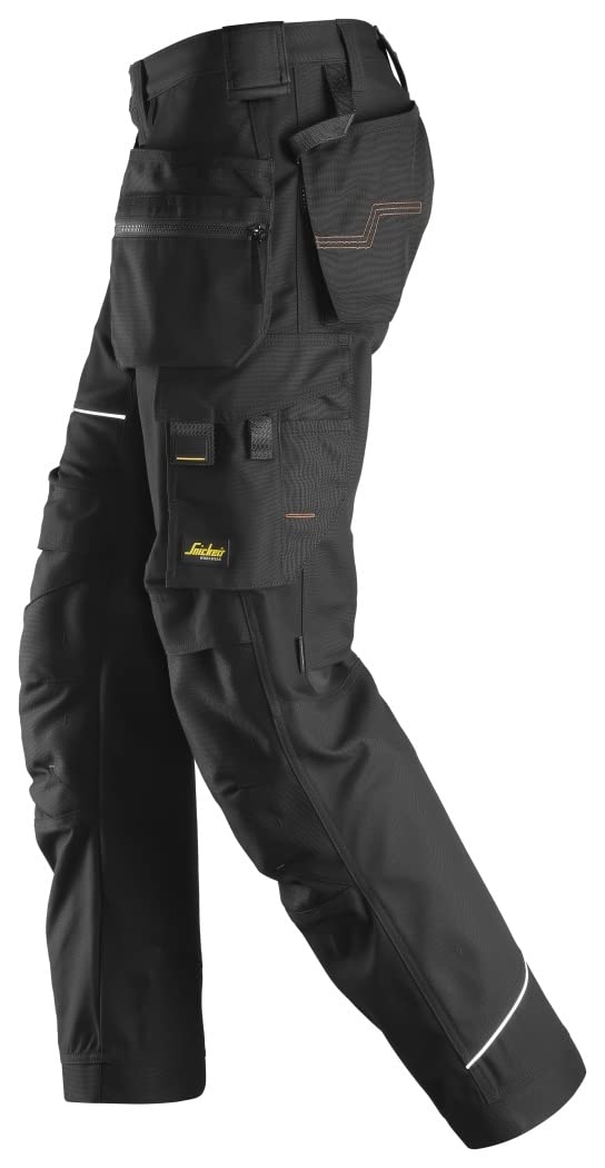 RuffWork Canvas Work Pants with Holster Pockets - Durable Black Workwear for Men (Size 42/30) | Perfect for Construction, Carpentry & Outdoor Jobs