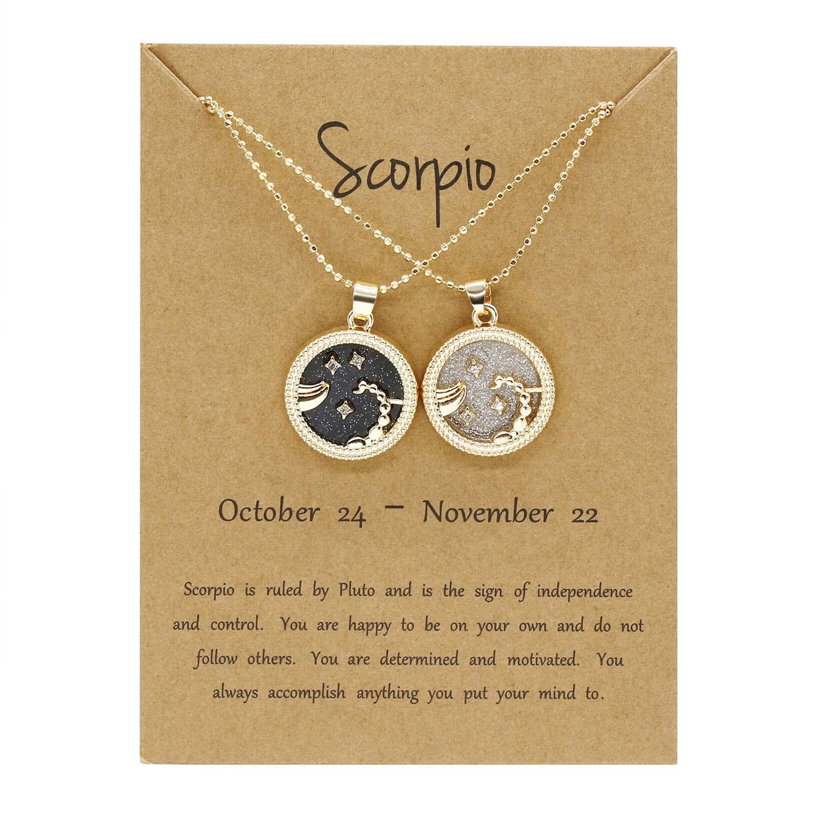HETICA 12 Zodiac Necklace Set - 2 Pcs Day & Night Pendant with CZ Stones, Gold Plated Star Sign Jewelry for Men, Women & Teens - Perfect Birthday Gift for Astrology Lovers | Ideal for Daily Wear, Special Occasions & Gift Giving