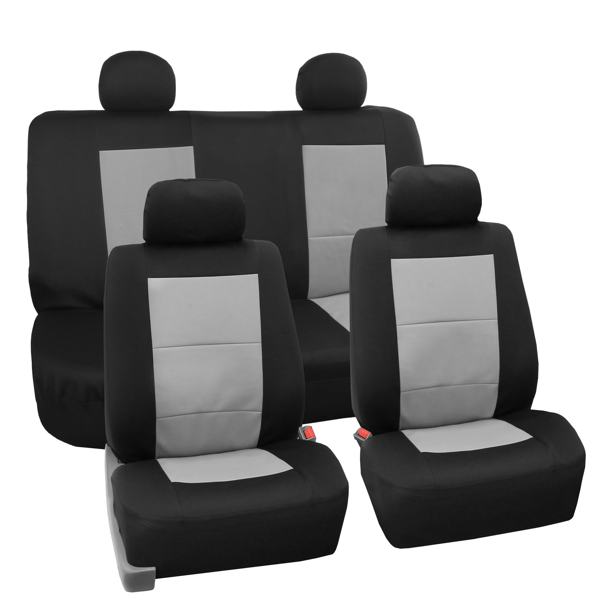 FH Group Universal Fit Neoprene Car Seat Covers - Full Set for Front & Back Seats | Waterproof, Washable & Durable | Compatible with SUV, Sedan, Van (Gray) | Perfect for Road Trips, Daily Commute & Pet Protection