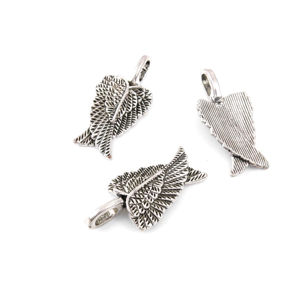 Vintage Silver Wing Pendants for Jewelry Making - Bulk Charms & Findings Supplies - Perfect for Necklaces, Bracelets, and DIY Craft Projects