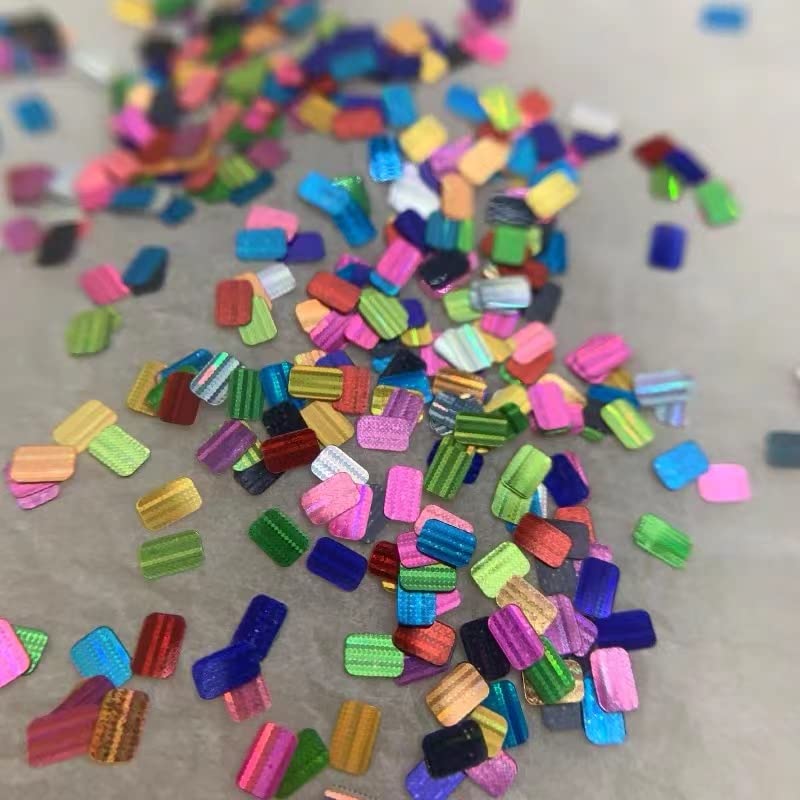 Holographic Nail Sequins - 3mm Ultra Thin Iridescent Laser Glitter for Nail Art DIY, Crafts & Makeup - 3 Box Mixed Rectangle Nail Decorations Set - Perfect for Salon, Party, Wedding & Festival Nail Designs