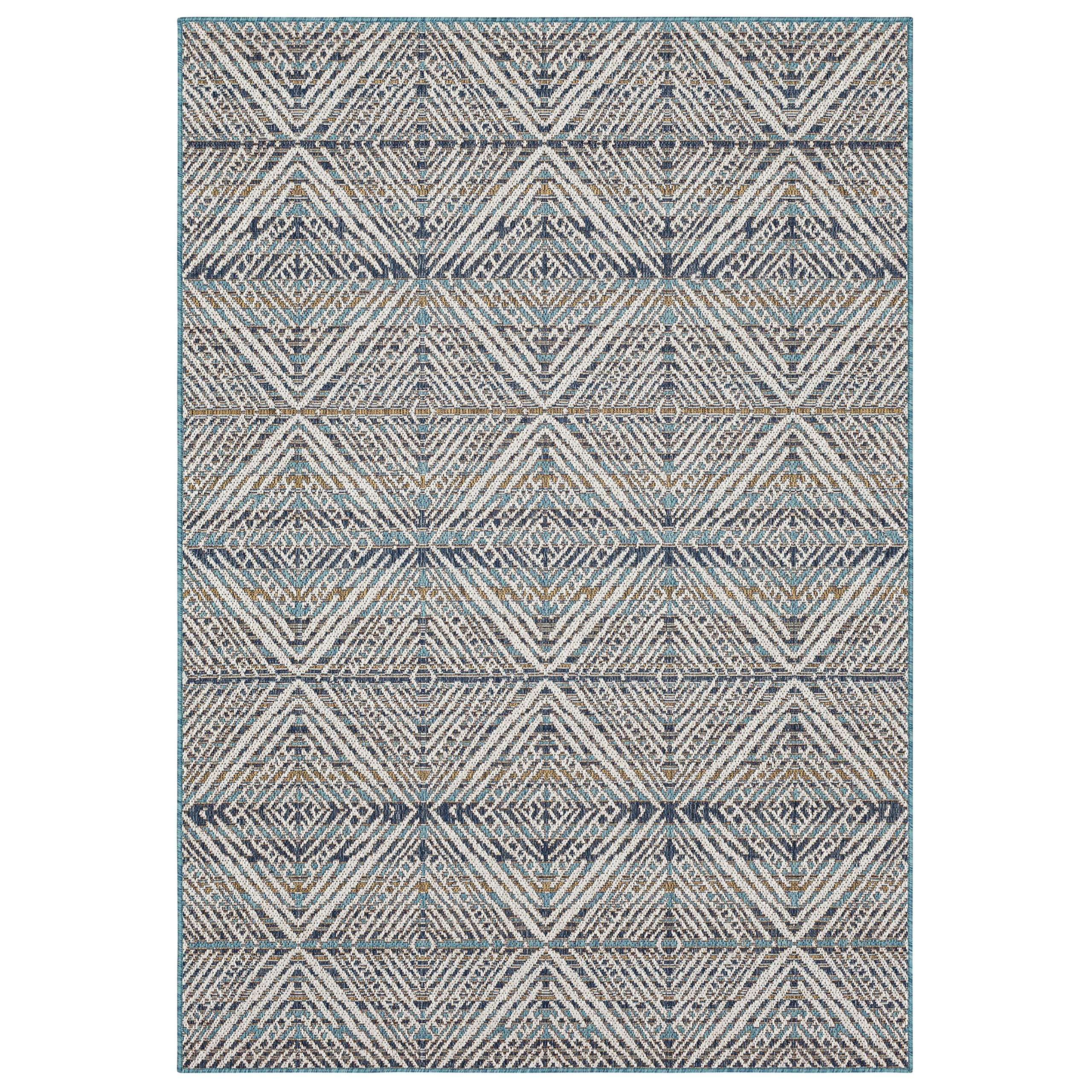 Mohawk Home Indoor/Outdoor Flatwoven Area Rug - Argyle Aqua Design (8' x 10') | Water-Resistant & Durable for Patio, Deck, Poolside & Sunroom | Easy-Clean Low-Pile Rug for High-Traffic Areas