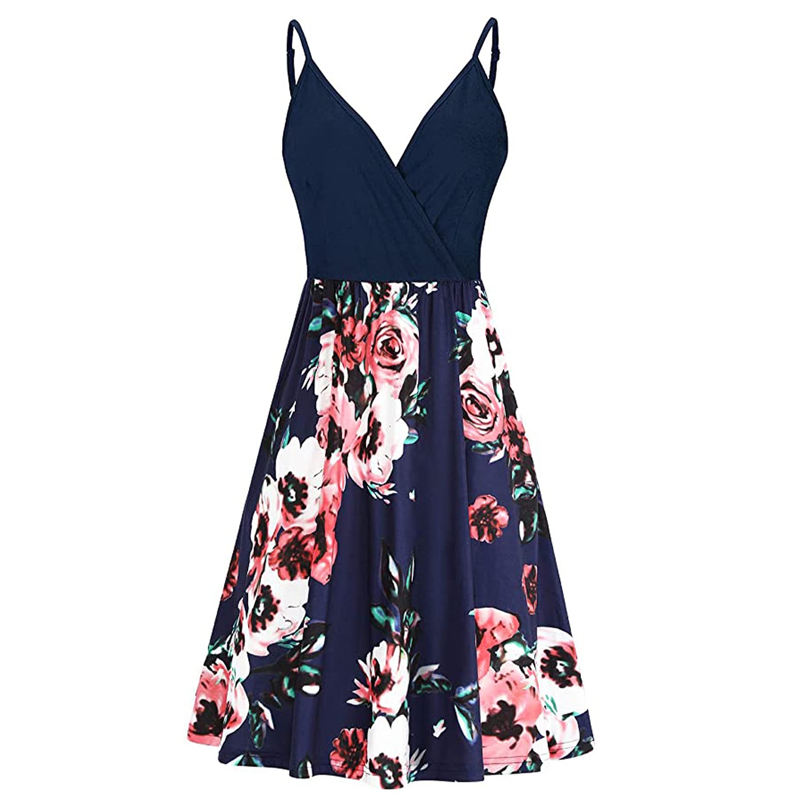 Women's Floral Sleeveless Sundress - Sexy V-Neck Midi Dress for Summer Beach Vacation, Casual Outings & Date Nights | Lightweight Breathable Slip Dress for Hot Weather