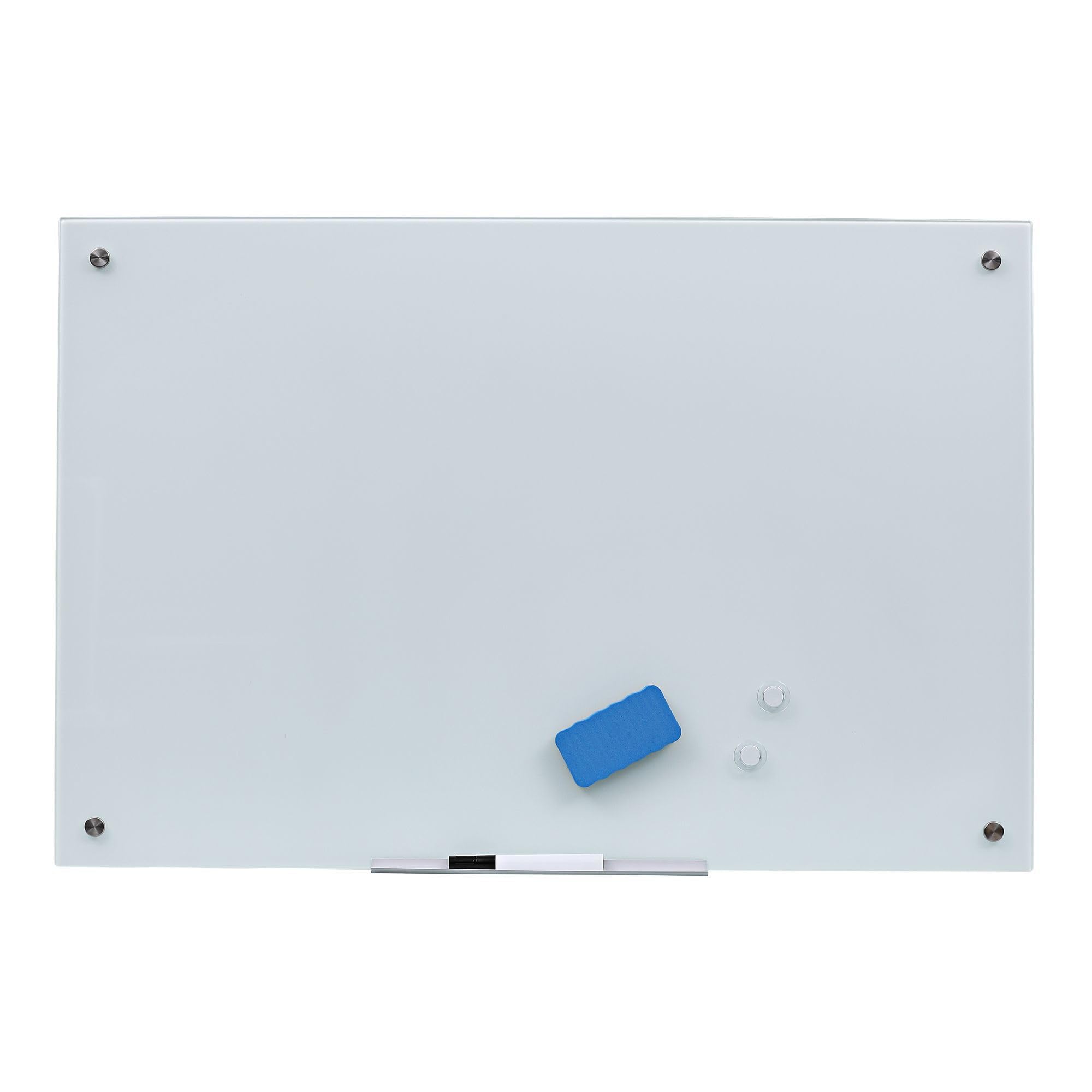 Mastervision River Magnetic Dry Erase Whiteboard - 24x36 Inch Tempered Glass Board with Frameless Design & Wall Mount Kit - Perfect for Office, Classroom, and Home Use