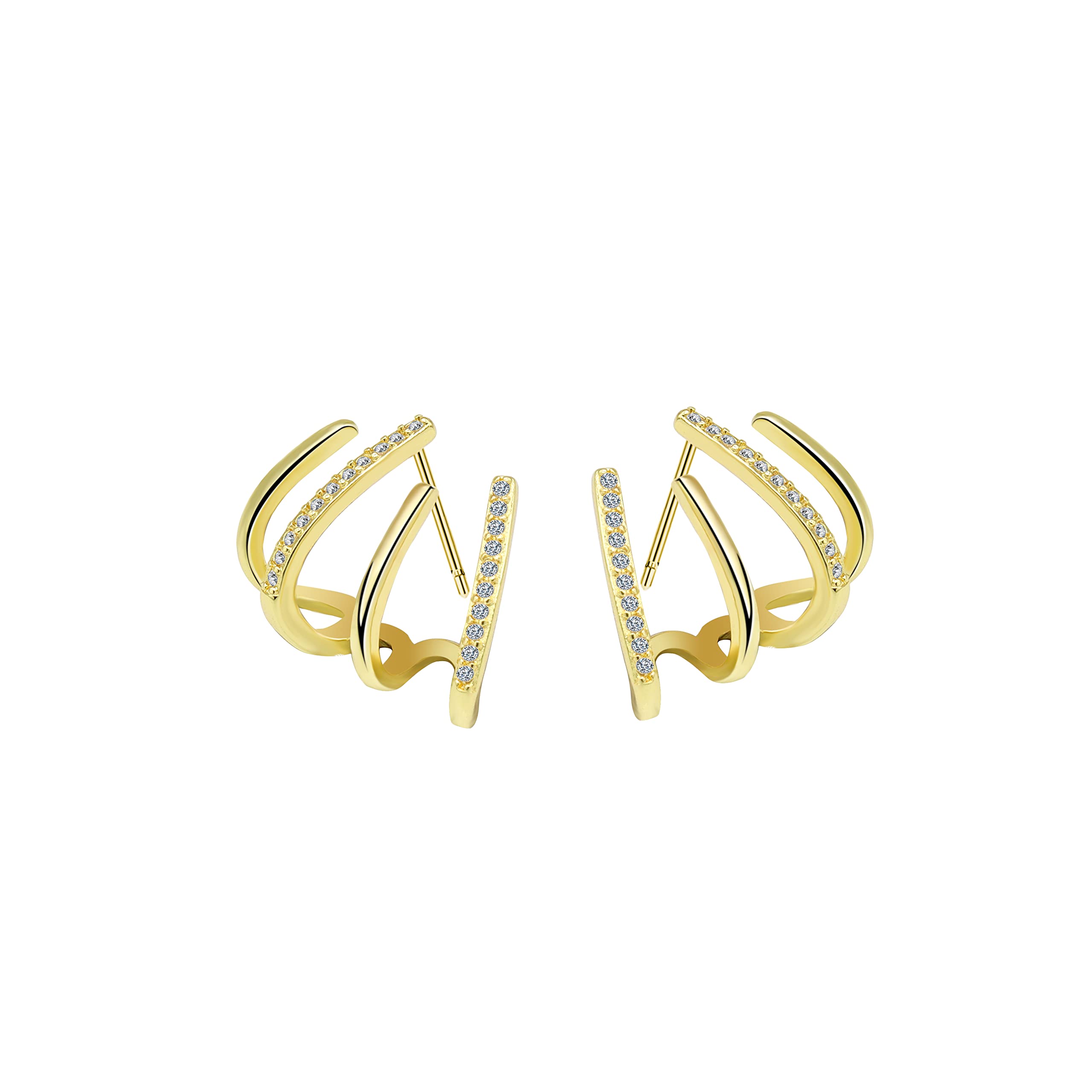 Luxury Zircon Needle Claw Ear Cuff Hoop Earrings for Women - Minimalist Dainty Wrap Stud Earrings, Trendy Tiny Piercing Jewelry for Parties, Dating & Special Occasions