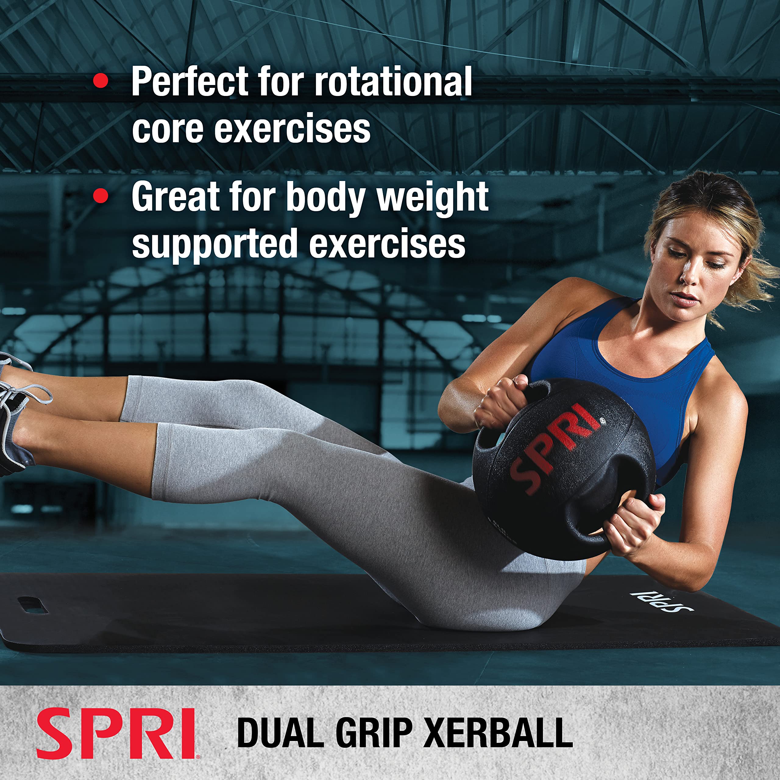 SPRI Weighted Medicine Ball with Handles - Heavy Duty Exercise Ball for Strength Training, CrossFit, Home Gym Workouts & Physical Therapy