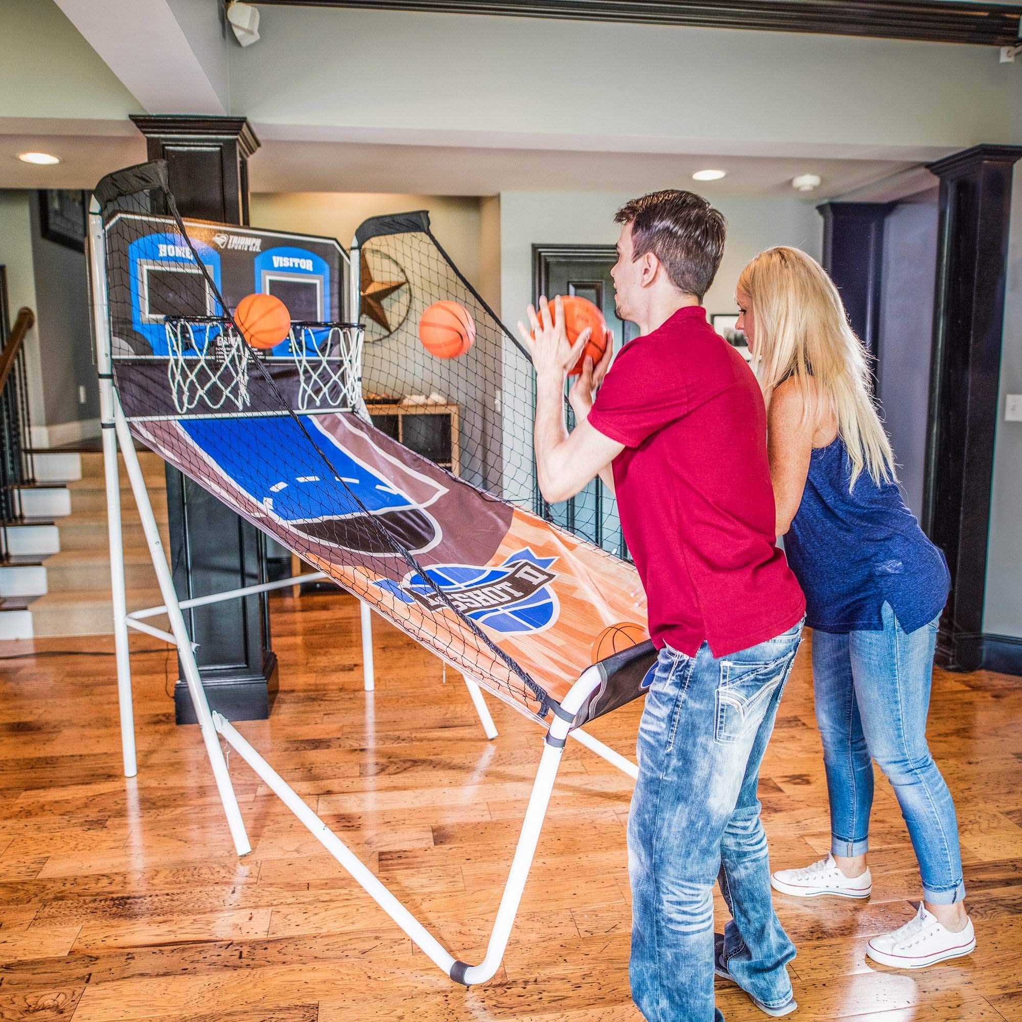 Triumph Sports Big Shot II Double Shootout Basketball Game with LED Scorer - 8 Game Modes & 4 Basketballs - 80.5”L x 47.5”W x 81”H - Perfect for Indoor/Outdoor Family Fun, Backyard Parties, and Competitive Training