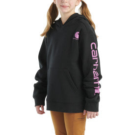 Youth Girls Long Sleeve Graphic Sweatshirt - Caviar Black | Cute Casual Pullover Hoodie for Teens | Perfect for School, Outings & Everyday Wear