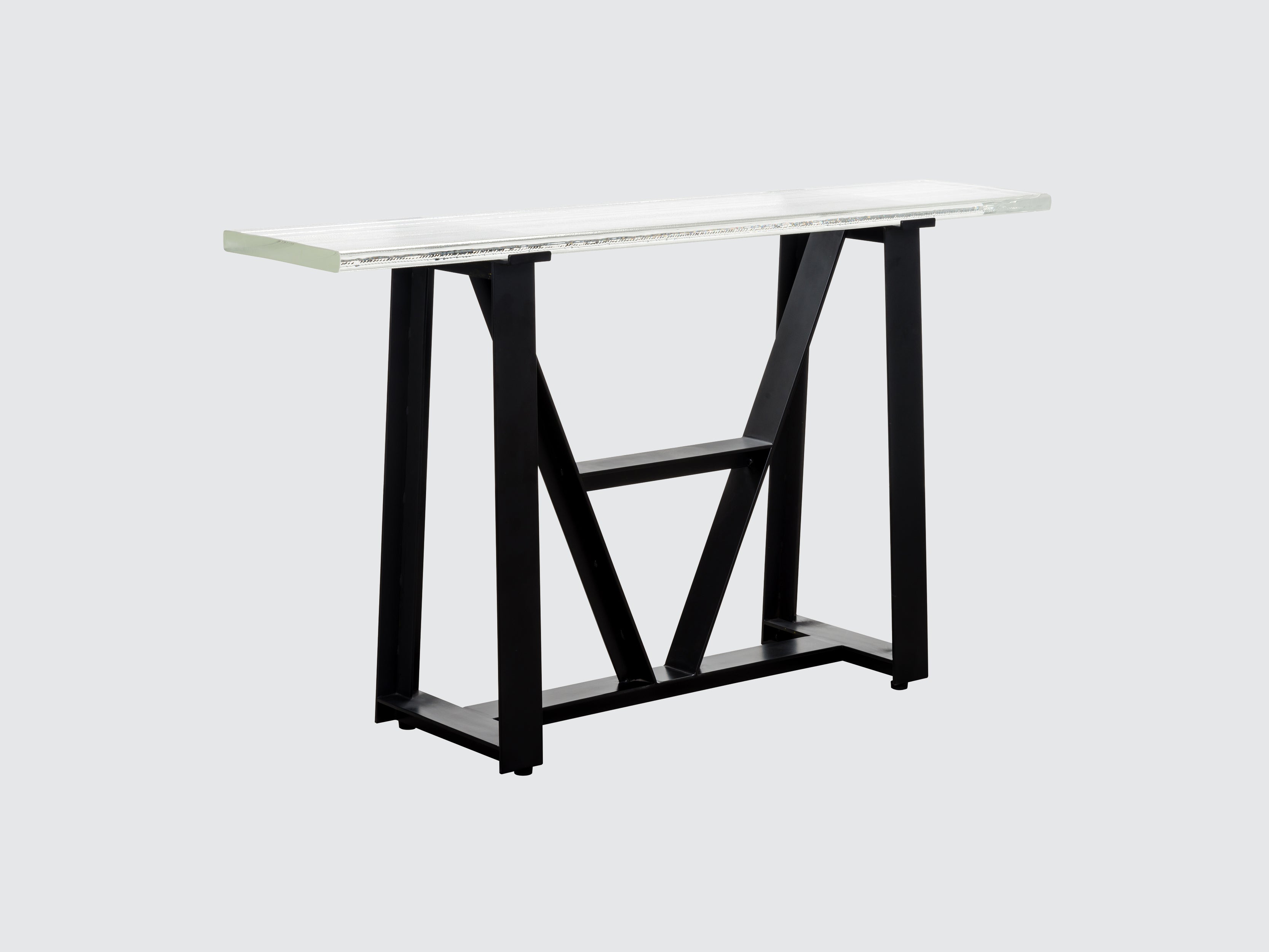 Iceberg Console Table - Modern Glass Top Sofa Table for Living Room, Entryway & Hallway - Stylish & Durable Home Decor Furniture for Small Spaces