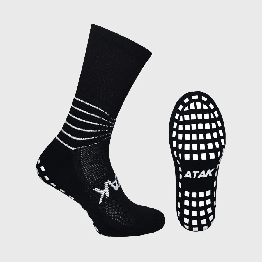 Atak Sports Compression Grip Socks for Men & Women - Black Non-Slip Athletic Socks for Running, Soccer, Basketball & Workout - Enhanced Performance & Comfort