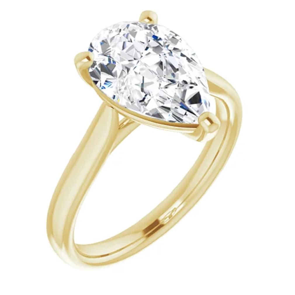10K Solid Yellow Gold Handmade Engagement Ring - 2.0 CT Pear Cut Moissanite Diamond Solitaire Wedding Band for Women, Bridal Proposal Ring | Perfect for Anniversary, Valentine's Day & Special Occasions