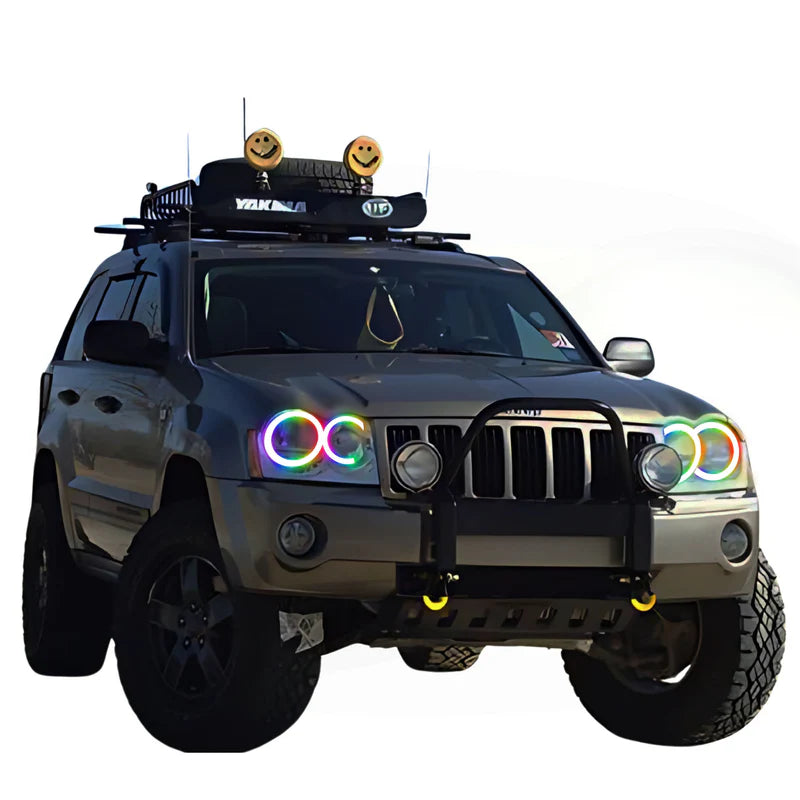 Jeep Grand Cherokee Multicolor Halo Headlight Kit (2005-2010) - LED Angel Eyes for Off-Road & Night Driving