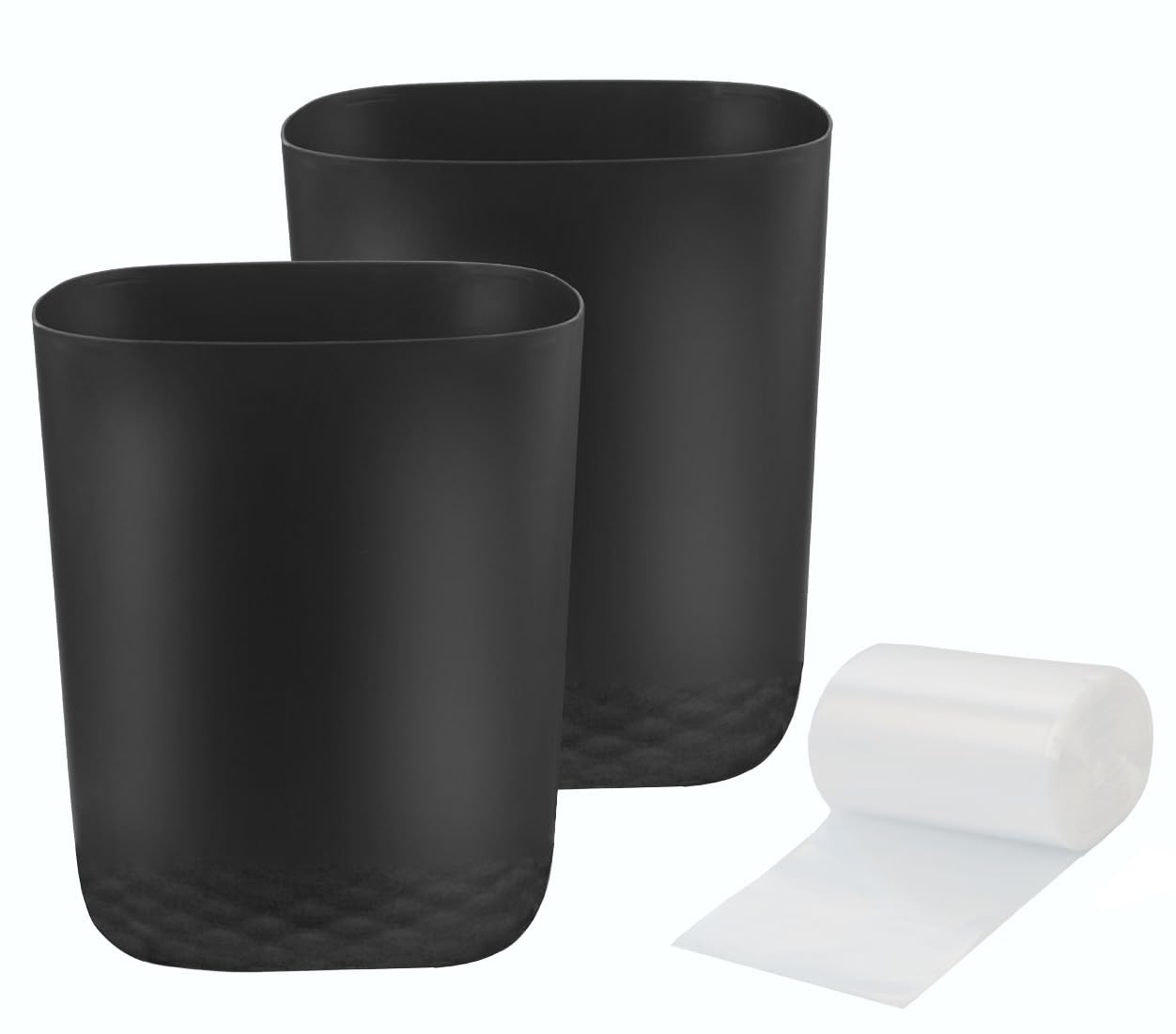 2.5 Gallon Small Trash Can with 60 Count Trash Bags - Black Wastebasket for Bathroom, Bedroom, Office & Kitchen | Perfect for Home, Office & Dorm Recycling Bins