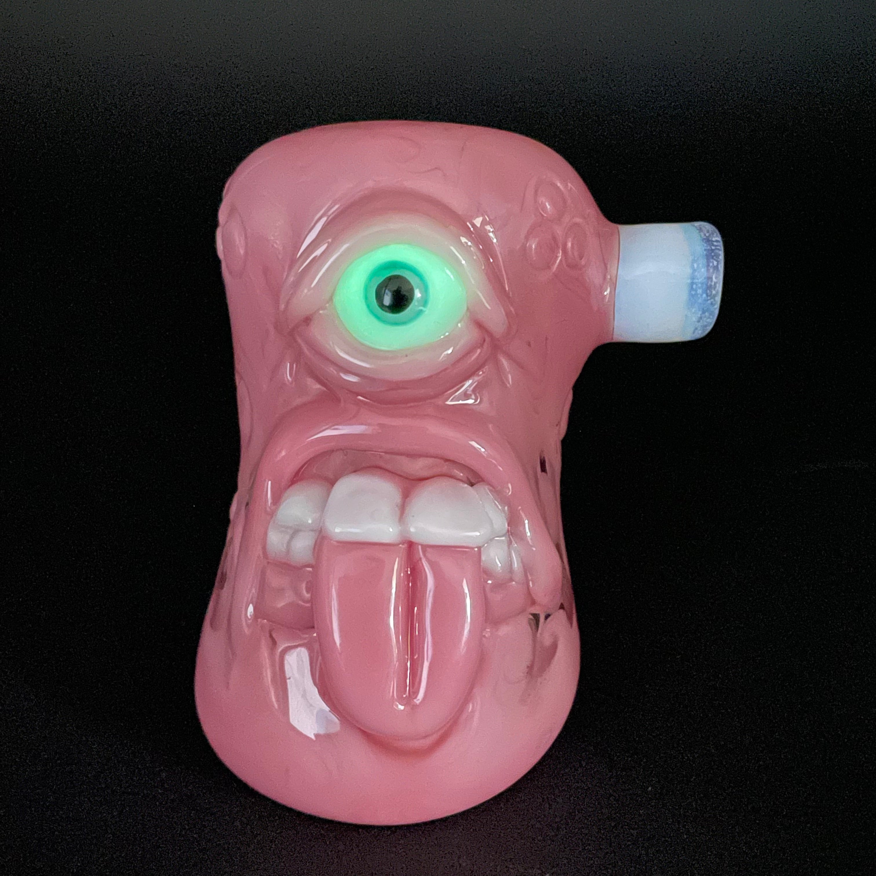Pink Evil Eye Bubbler Glass Pipe - Handmade Smoking Accessory for Herbal Use | Perfect for Relaxation, Meditation & Spiritual Rituals