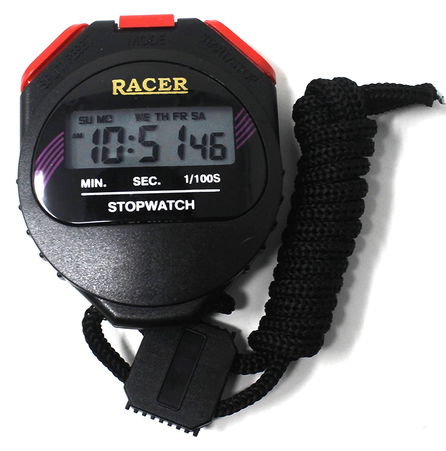 Professional LCD Digital Stopwatch with Alarm - Handheld Sports Timer for Racing, Training & Coaching - Black (Pack of 1) - Perfect for Track Meets, Swim Practice & Gym Workouts