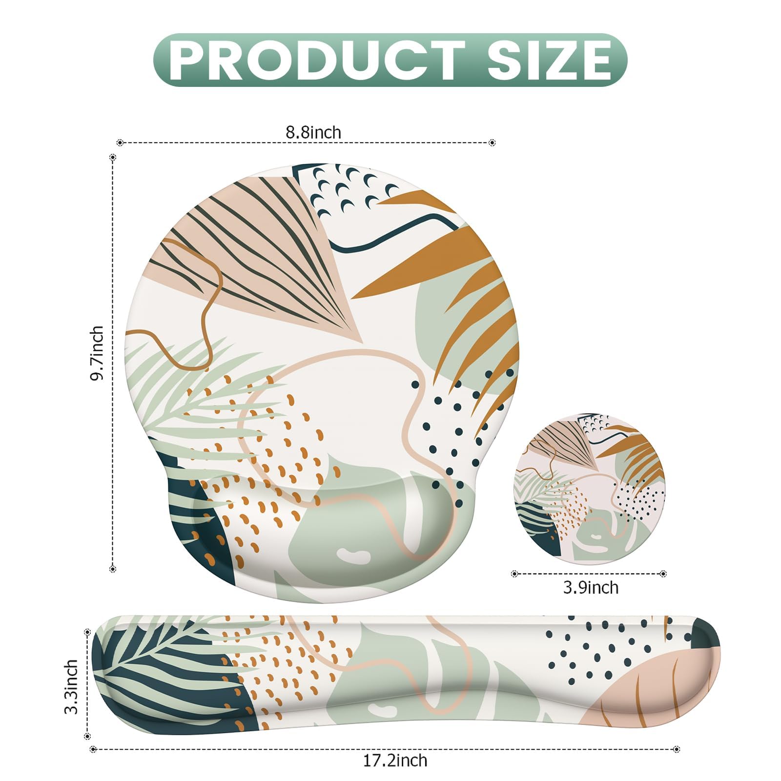 Ergonomic Mouse Pad with Wrist Support & Non-Slip Base - Comfortable Keyboard Wrist Rest Set for Computer, Laptop, Home & Office Use - Pain Relief Mouse Mat with Tropical Plants Design - Perfect for Long Work Hours, Gaming & Typing Comfort