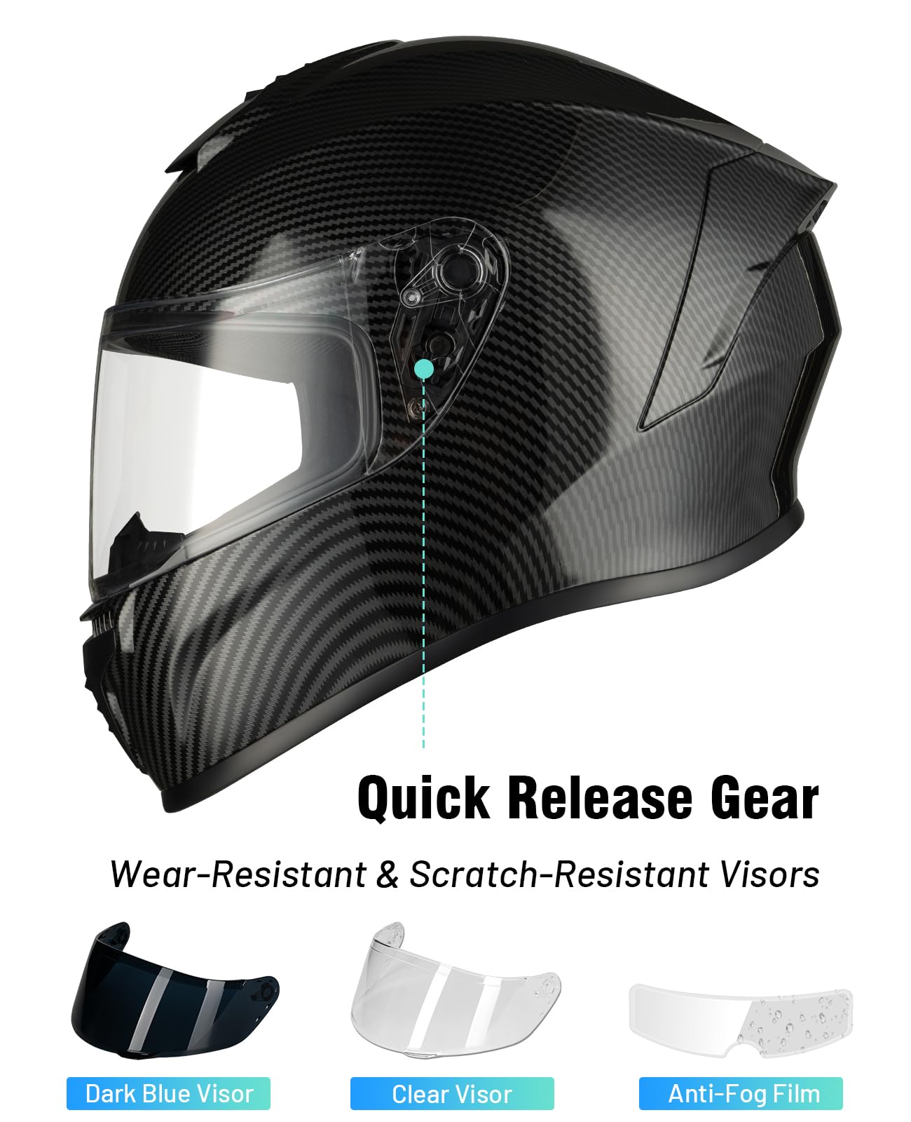 Favoto DOT Approved Full Face Motorcycle Helmet for Adults - Men & Women Snowmobile & Dirt Bike Helmet with Anti-Fog Film | Ideal for Street Riding, Off-Road Adventures & Winter Sports