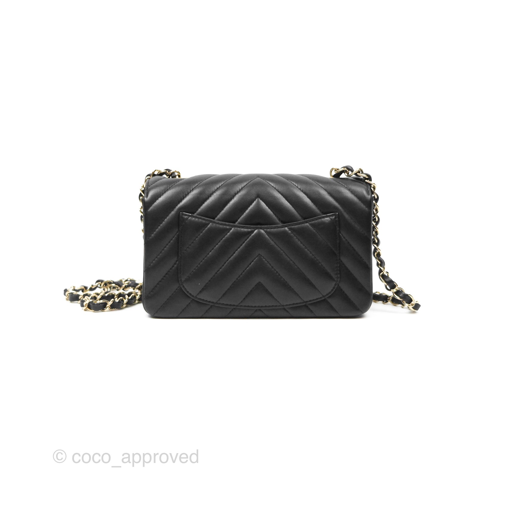 Chanel Chevron Mini Rectangular Flap Bag in Black Lambskin Leather with Gold Hardware - Luxury Crossbody Purse for Women, Perfect for Evening Events & Date Nights