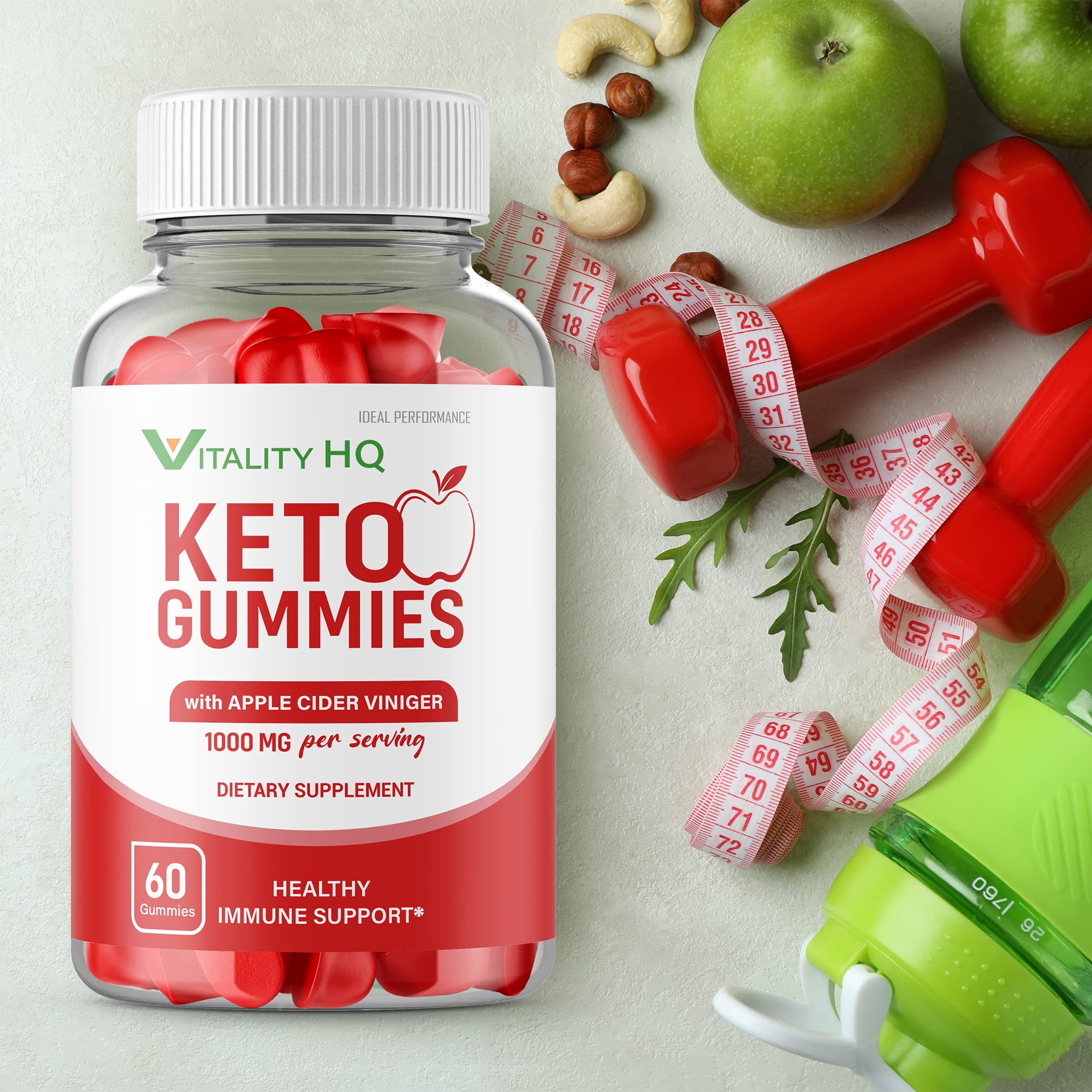 IDEAL PERFORMANCE (5 Pack) Vitality HQ Ketos Gummies with Apple Cider Vinegar - 300 Count | Supports Ketosis, Weight Management & Digestive Health | Perfect for Keto Diet, Low-Carb Lifestyle & Wellness Routine