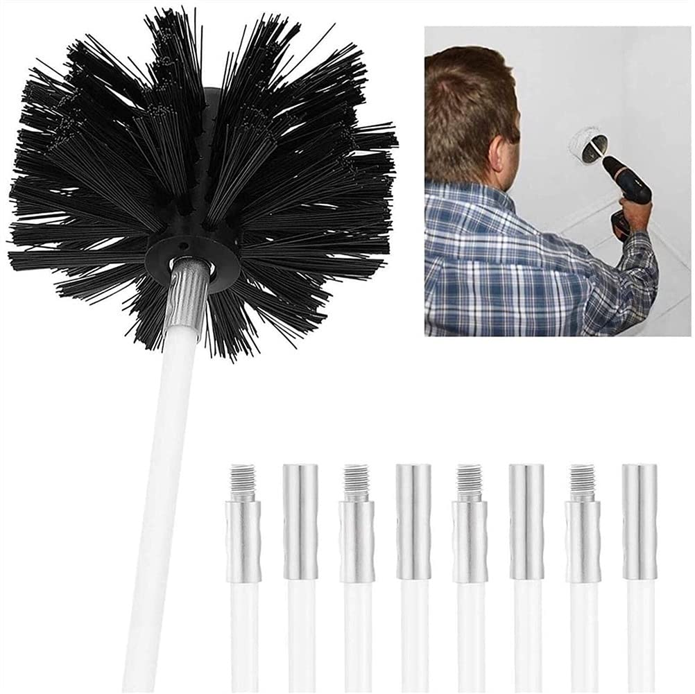 **Flexible Chimney Sweep Kit - 9/15/18 Rods + Brush Head for Soot Cleaning - M8 Thread Flue Brush Set for Fireplace & Wood Stove Maintenance**    *(Use Case: Perfect for cleaning chimneys, flues, and stove pipes to prevent creosote buildup and improve fire safety.)*