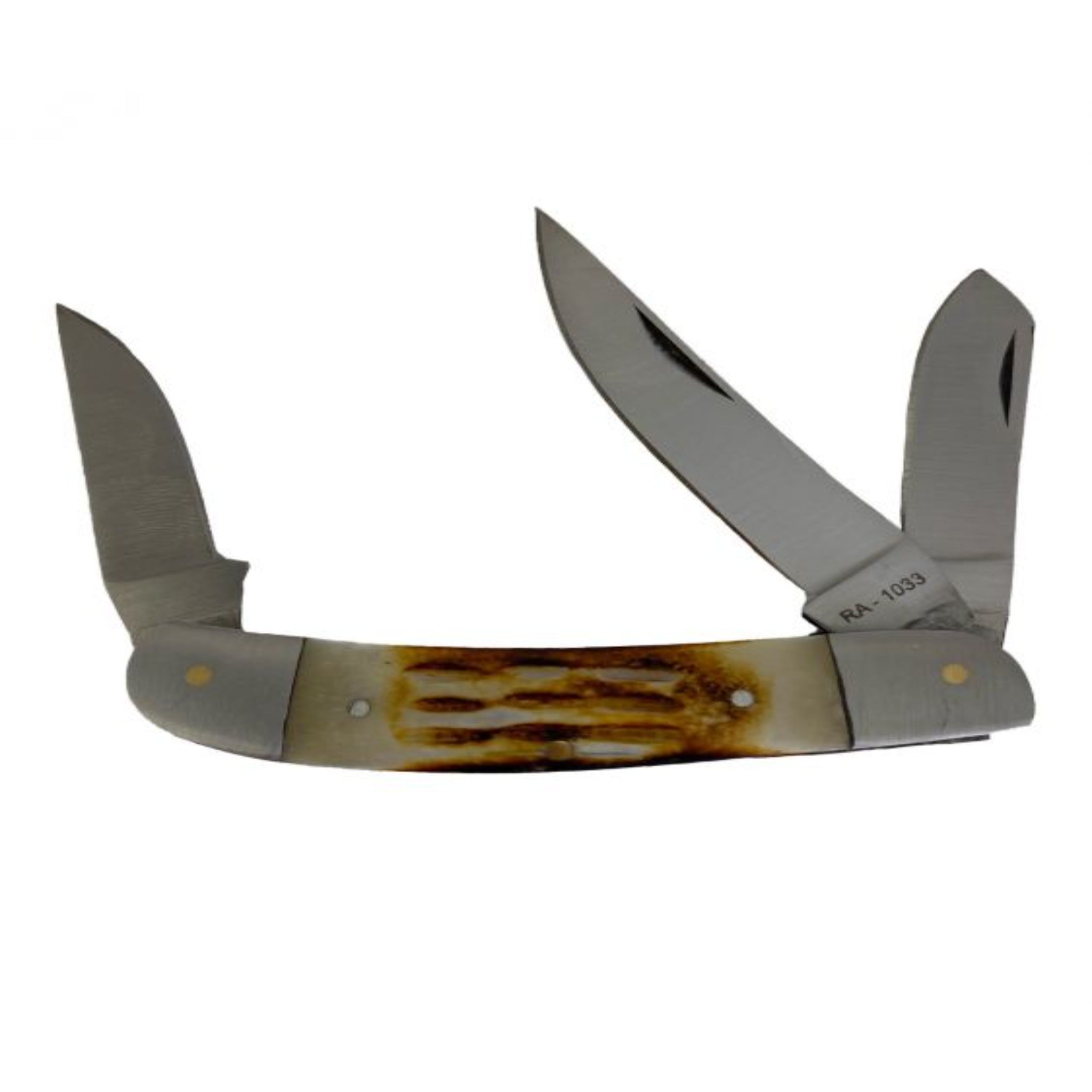 4-Piece Bone Handle 3-Blade Pocket Knife Set - Compact, Durable & Sharp for Camping, Hiking & Outdoor Adventures