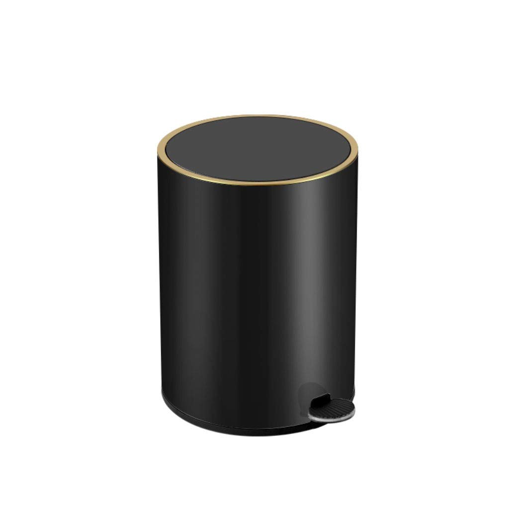 Stainless Steel Foot Pedal Trash Can with Lid - 12L Black Kitchen & Office Garbage Bin for Bathroom, Living Room & Household Use - Hands-Free Waste Paper Basket for Hygiene & Convenience