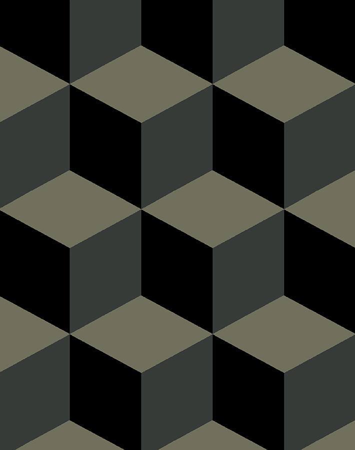 Stylish 'Ice Cubist' Geometric Wallpaper by Wallshoppe in Onyx - Perfect for Modern Living Rooms & Contemporary Home Decor