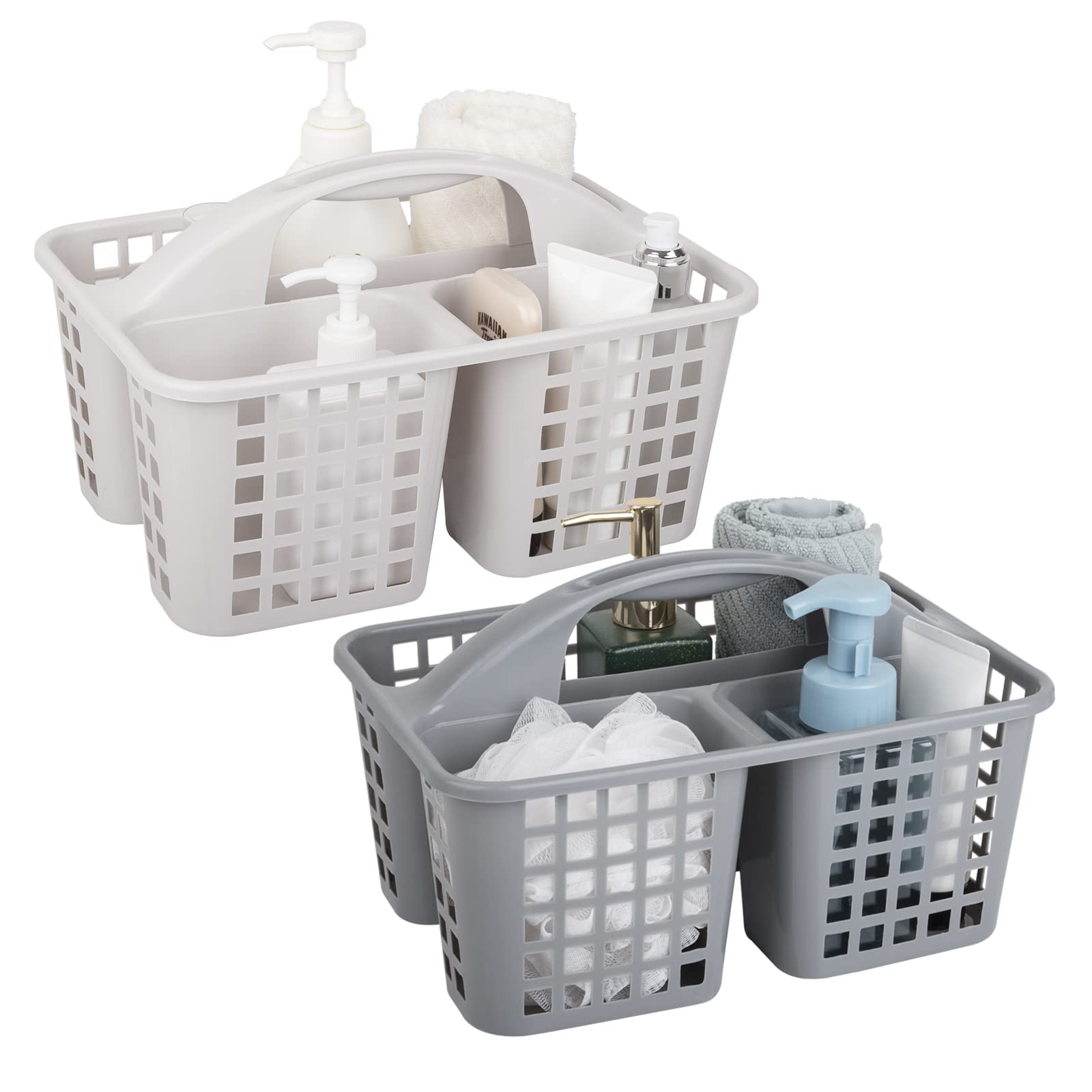 Plastic Cleaning Caddy Bucket with Handle - Shower & Garden Storage Basket for Cleaning Supplies (Gray & Light Gray) | Perfect for Bathroom, Kitchen, and Outdoor Use
