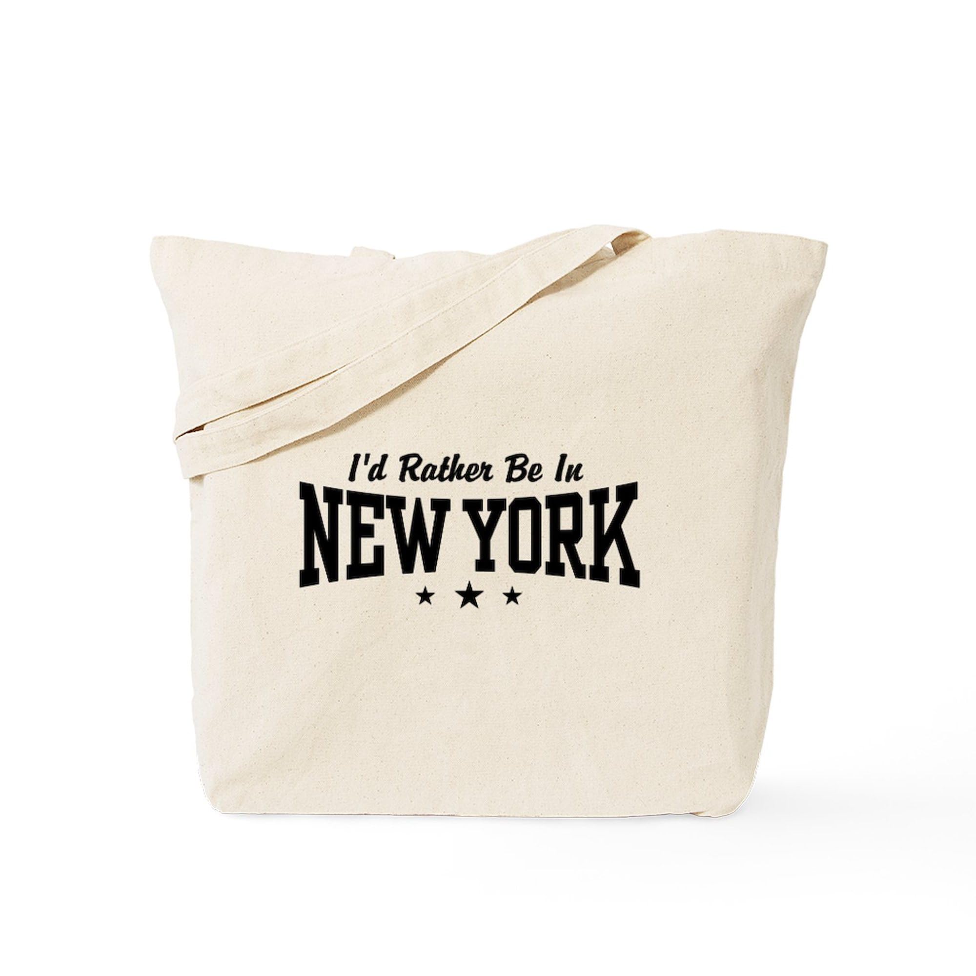 I'd Rather Be In New York Tote Bag - Natural Canvas Reusable Shopping Bag for Groceries, Beach & Travel