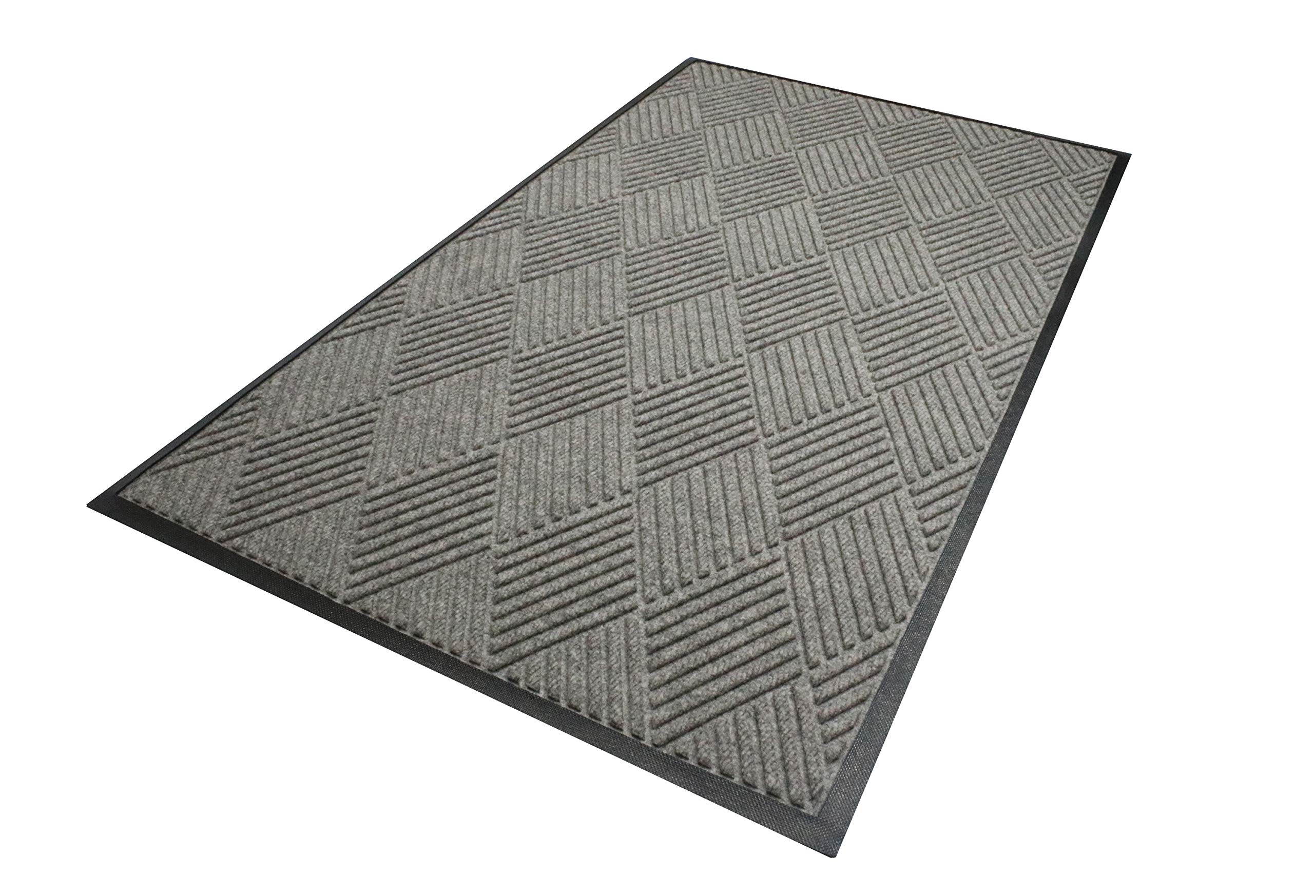 Premium M+A Matting WaterHog Diamond Commercial-Grade Doormat - Heavy Duty Indoor/Outdoor Entrance Mat with Rubber Border, Quick Drying & Stain Resistant - Grey 4'x8' - Perfect for High Traffic Areas, Office Buildings, and Home Entryways