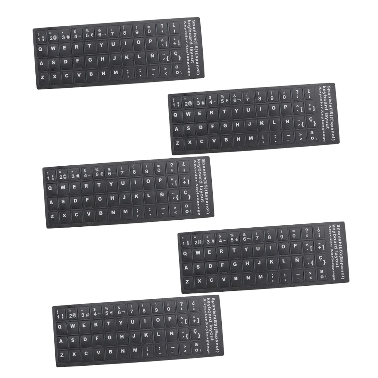 5-Pack Keyboard Stickers - English Alphabet Letter Labels for Laptop & Computer Keyboards - Durable Keyboard Skin Replacement for Typing & Coding (Black/White) - Perfect for Office, School & Gaming Setups