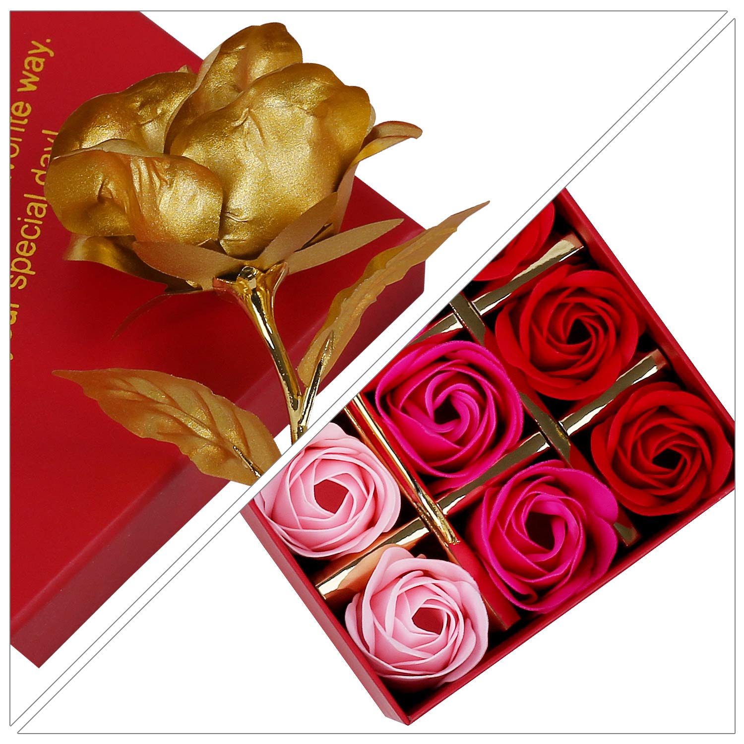 Floral Scented Rose Petal Bath Soap with Essential Oils - 12pc Gift Set for Women, Girls & Mom (Red) | Perfect for Valentine's Day, Birthday & Christmas Gifts | Relaxing Aromatherapy & Skin Care