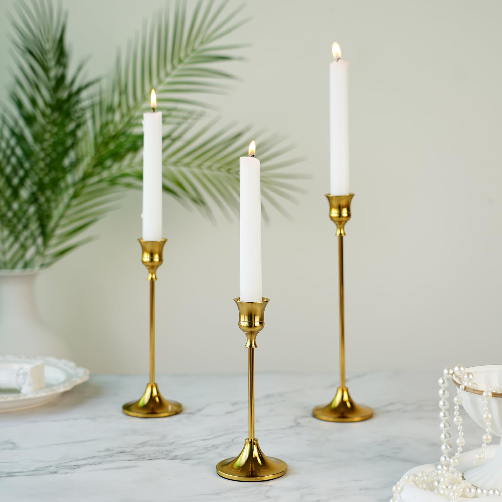 30-Piece Gold Taper Candle Holders Set - Elegant Metal Candlestick Holders for 3/4 Inch Thick Candles - Perfect for Wedding Centerpieces, Home Decor, Dining Table & Party Decorations (Use for Romantic Dinners, Holiday Decor, Church Ceremonies)