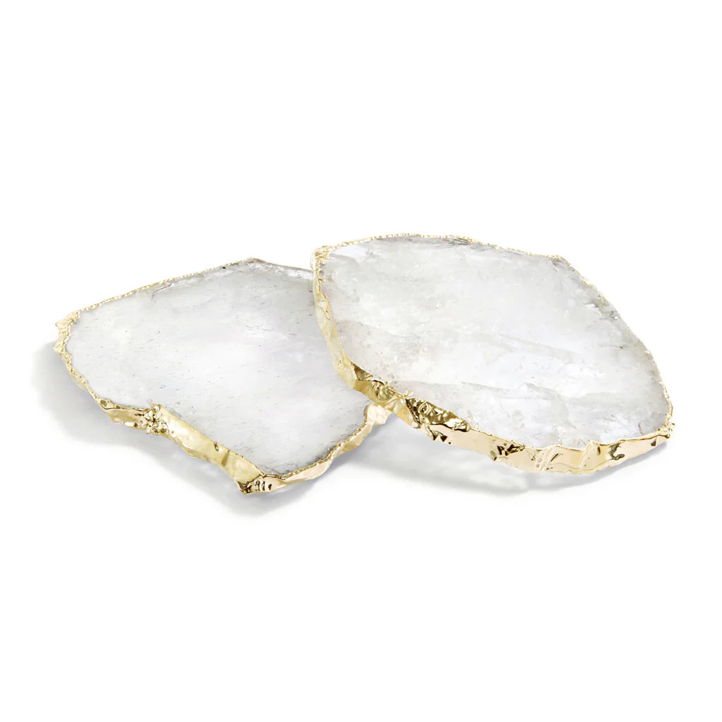 Premium Kivita Crystal & Gold Coasters Set of 2 - Elegant Drink Coasters for Wine Glasses, Coffee Cups & Home Decor - Perfect for Dining Table, Bar Counter & Gift Giving