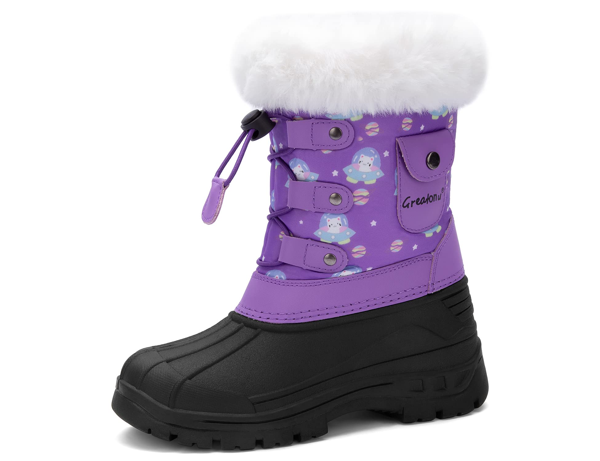 Greatonu Waterproof Insulated Kids Snow Boots for Boys & Girls - Mid Calf Winter Duck Boots for Cold Weather | Perfect for Snow Play, School & Outdoor Activities