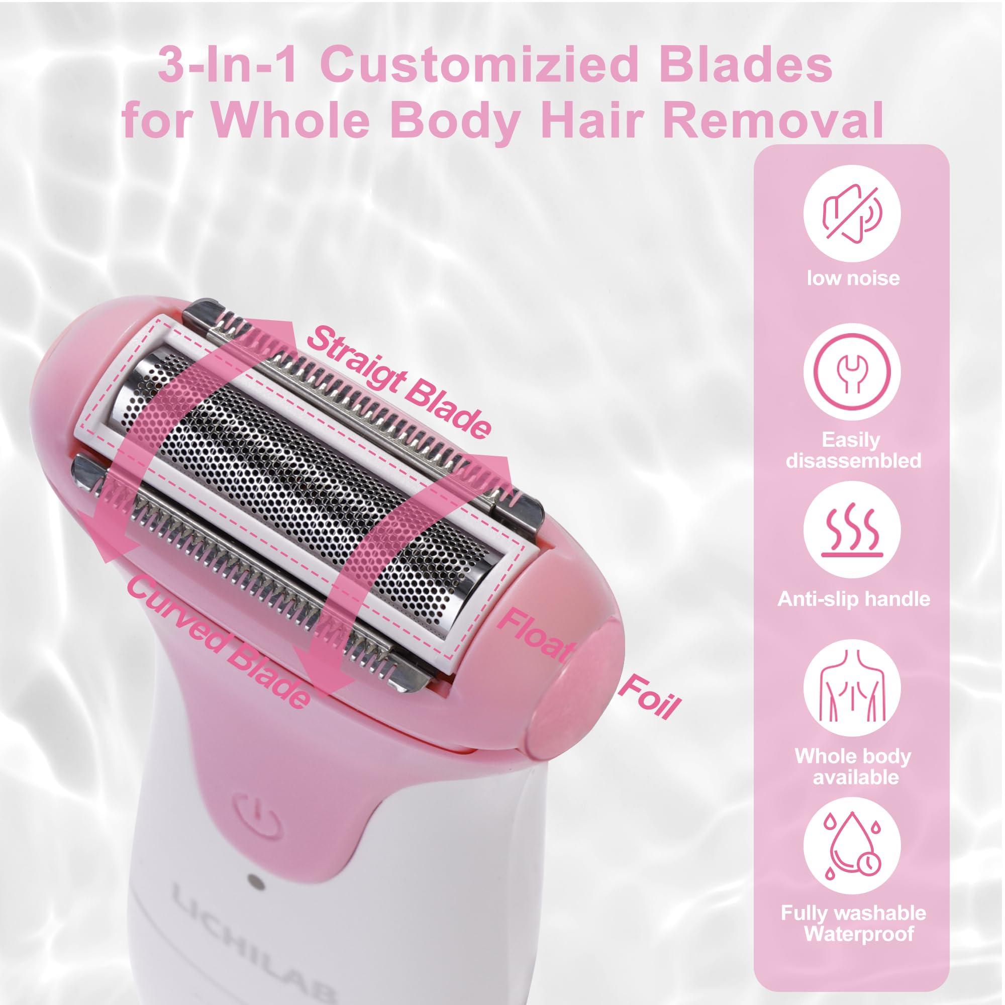Best Electric Shaver for Women - Painless Wet & Dry Cordless Razor for Legs, Bikini & Underarm Hair Removal - Ladies Shaver with PINK/ZT8T Design - Perfect for Travel, Gym & Everyday Grooming