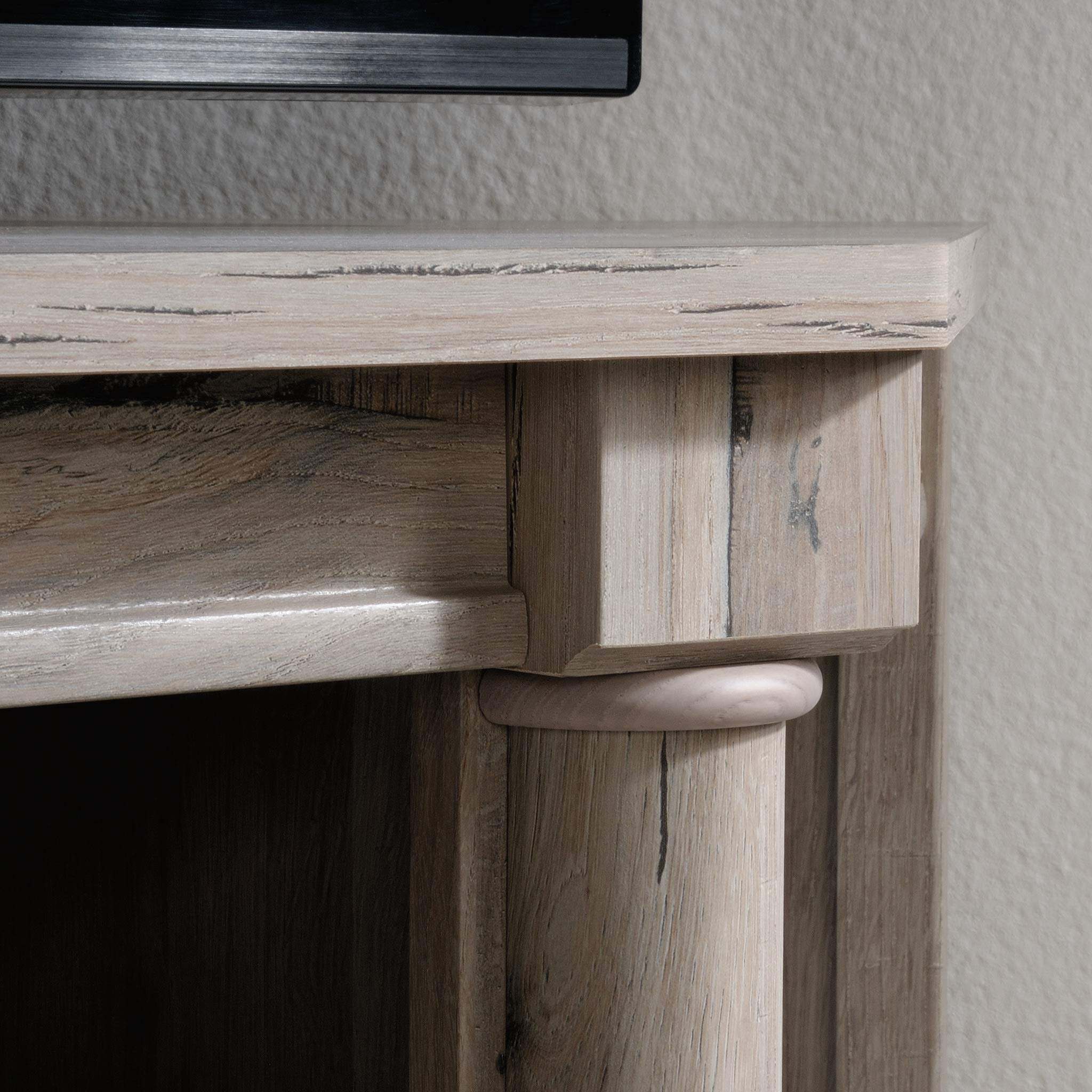 Sauder Palladia Corner TV Stand Console Entertainment Credenza in Split Oak Finish - Stylish Media Storage for Living Room, Bedroom & Home Theater